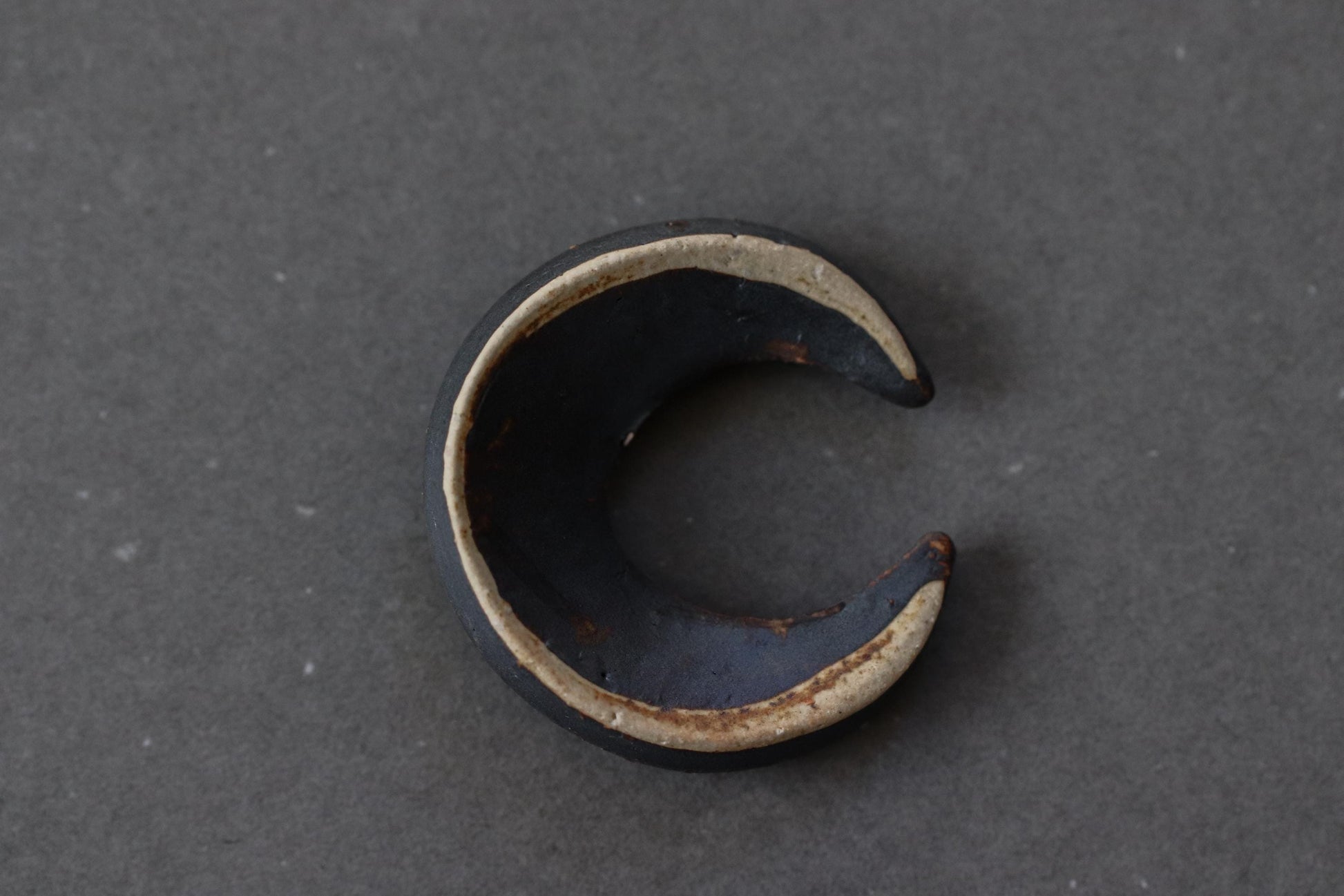 Japanese Moon Chopstick Rest Black | Handmade Mino Ware Ceramic from Japan | Minimalist Tableware, Wabi Sabi Style, Made in Gifu