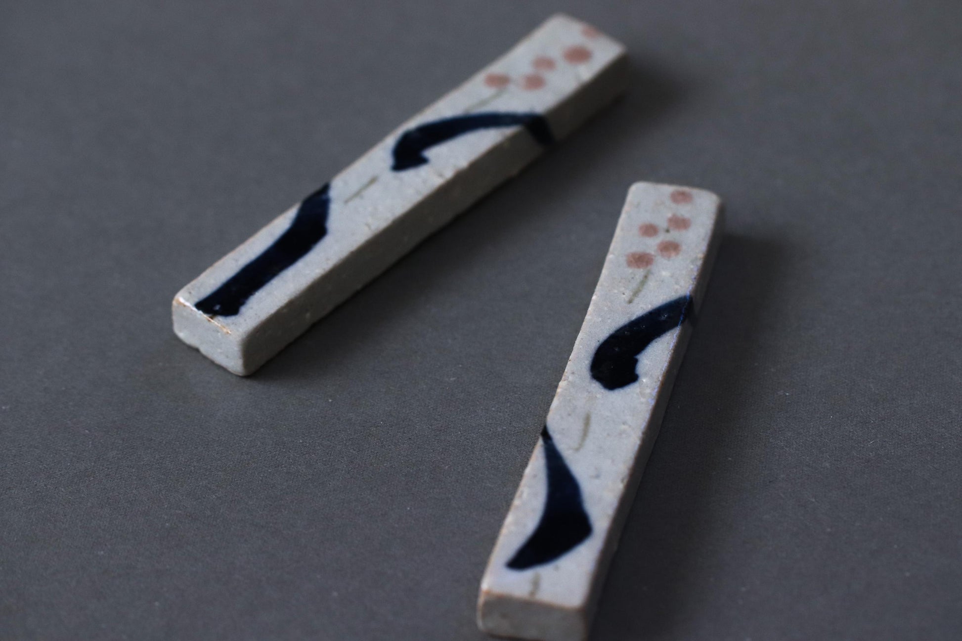 Japanese Ceramic Cutlery Rest | Handmade Studio Pottery from Japan | Minimalist Tableware, Long Rectangular Utensil Rest