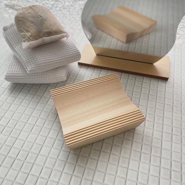 Japanese Hinoki Soap Dish | Natural Cypress Wood Soap Tray, Minimal Bathroom Decor, Handmade Wooden Soap Holder from Japan