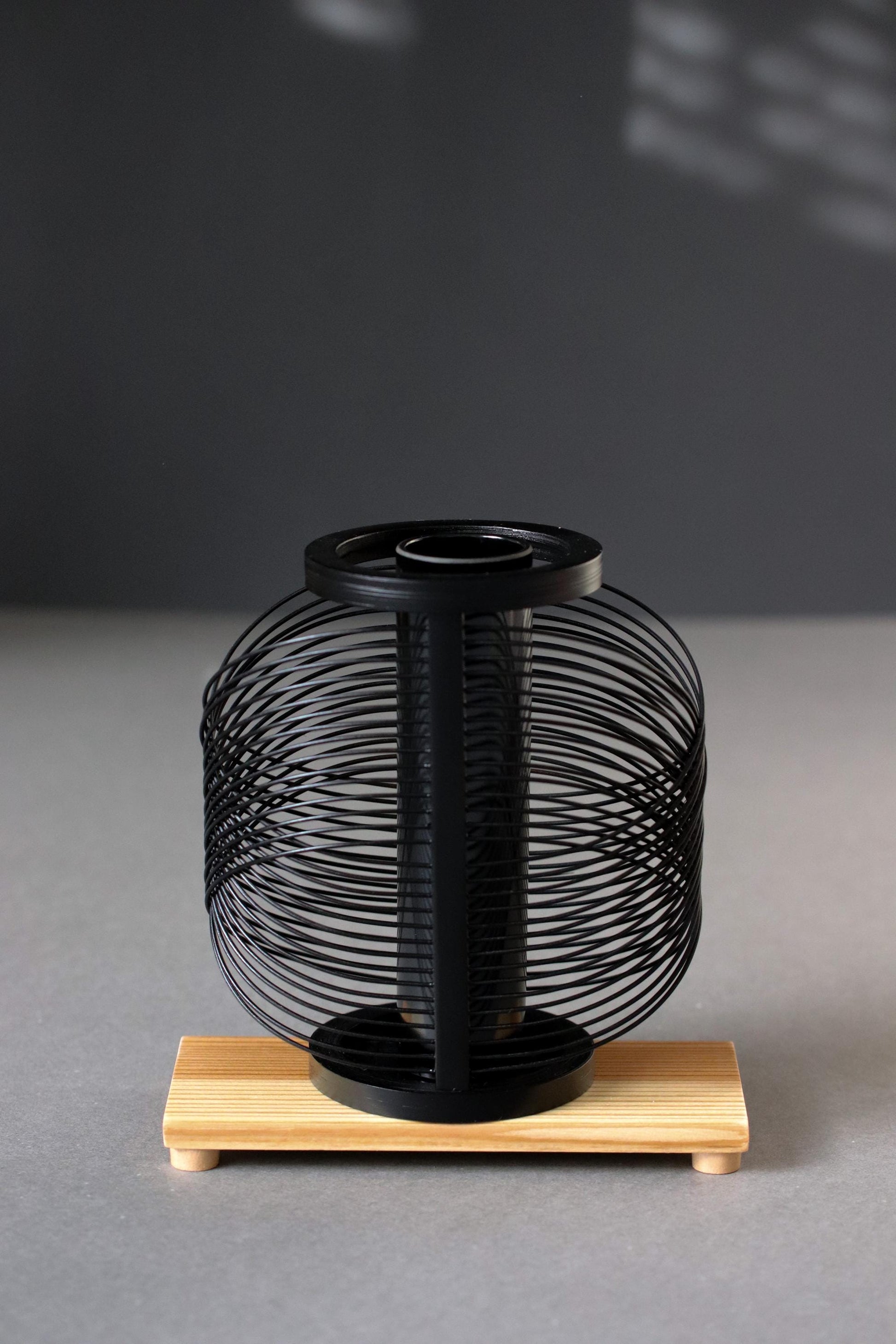 Shizuoka Japanese Bamboo Ikebana Vase | Handcrafted Round Bamboo Flower Vase with Cedar Stand | Minimal Wabi Sabi Home Decor