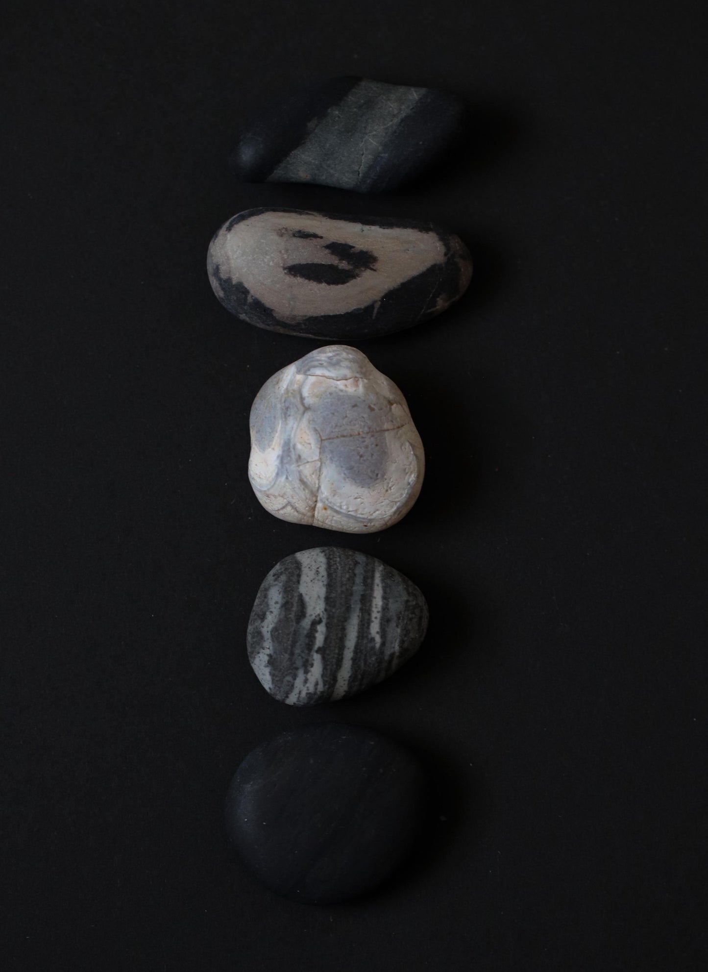 Silent Fragments — Edition 01: Monochrome | Art of Time Tsugaru Stones & Ancient Manuscripts | Set of 5 Hand-Selected Japanese Stones