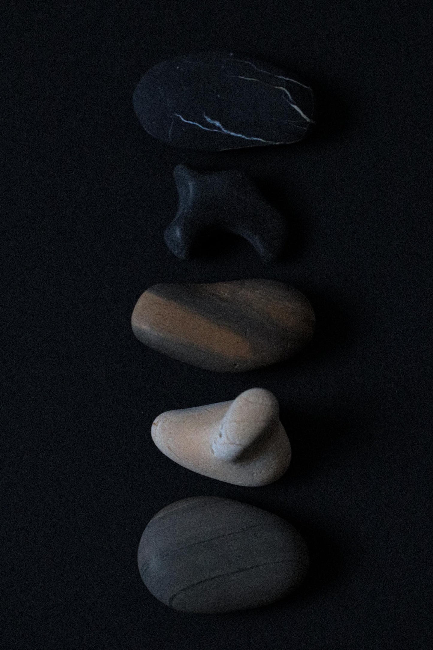 Silent Fragments — Edition 01: Monochrome | Art of Time Tsugaru Stones & Ancient Manuscripts | Set of 5 Hand-Selected Japanese Stones