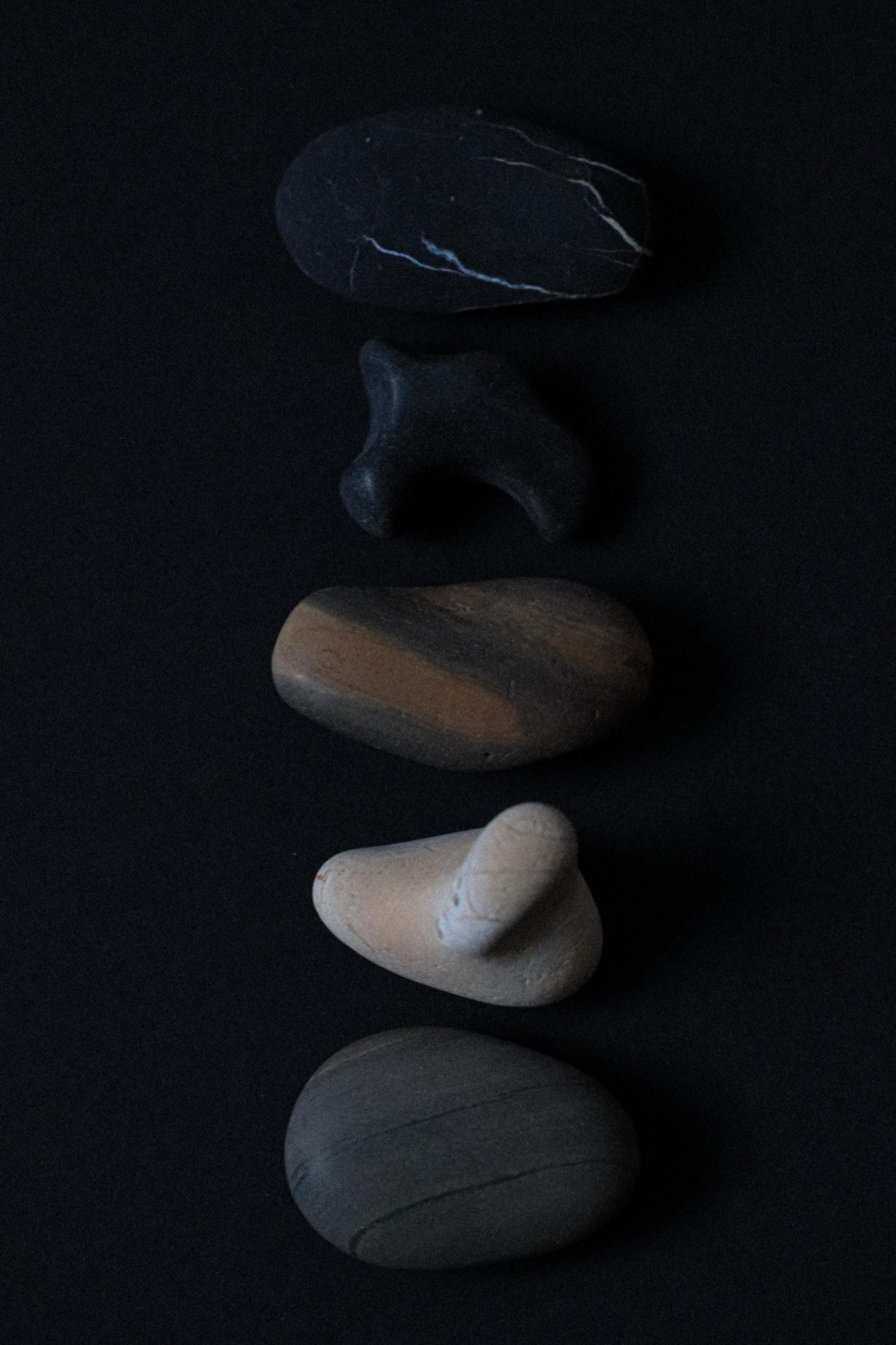 Silent Fragments — Edition 01: Monochrome | Art of Time Tsugaru Stones & Ancient Manuscripts | Set of 5 Hand-Selected Japanese Stones