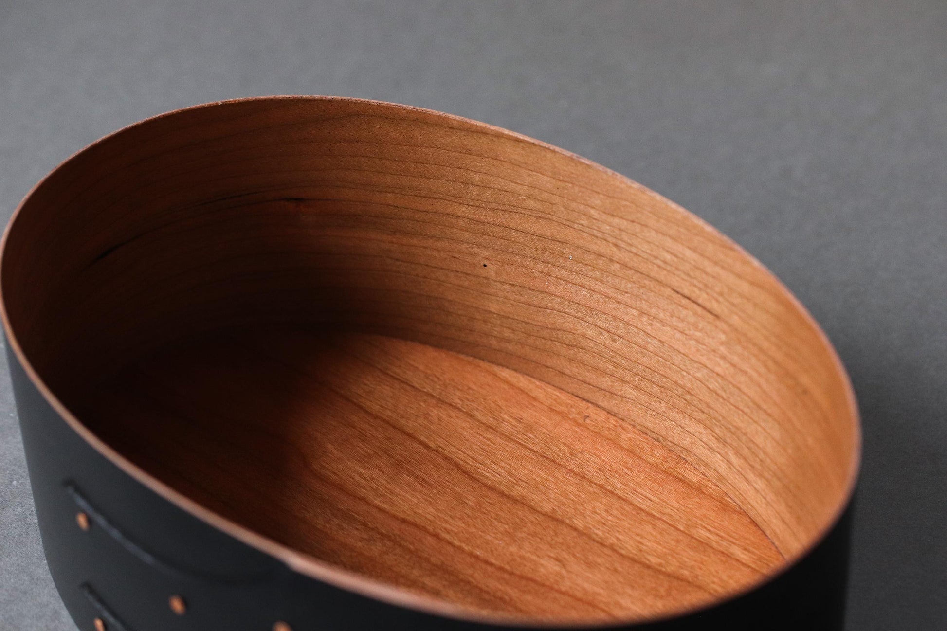 Shaker Oval Box S Black, Cherry Wood Storage Box, Minimalist Wooden Organizer, Wabi Sabi Home Decor