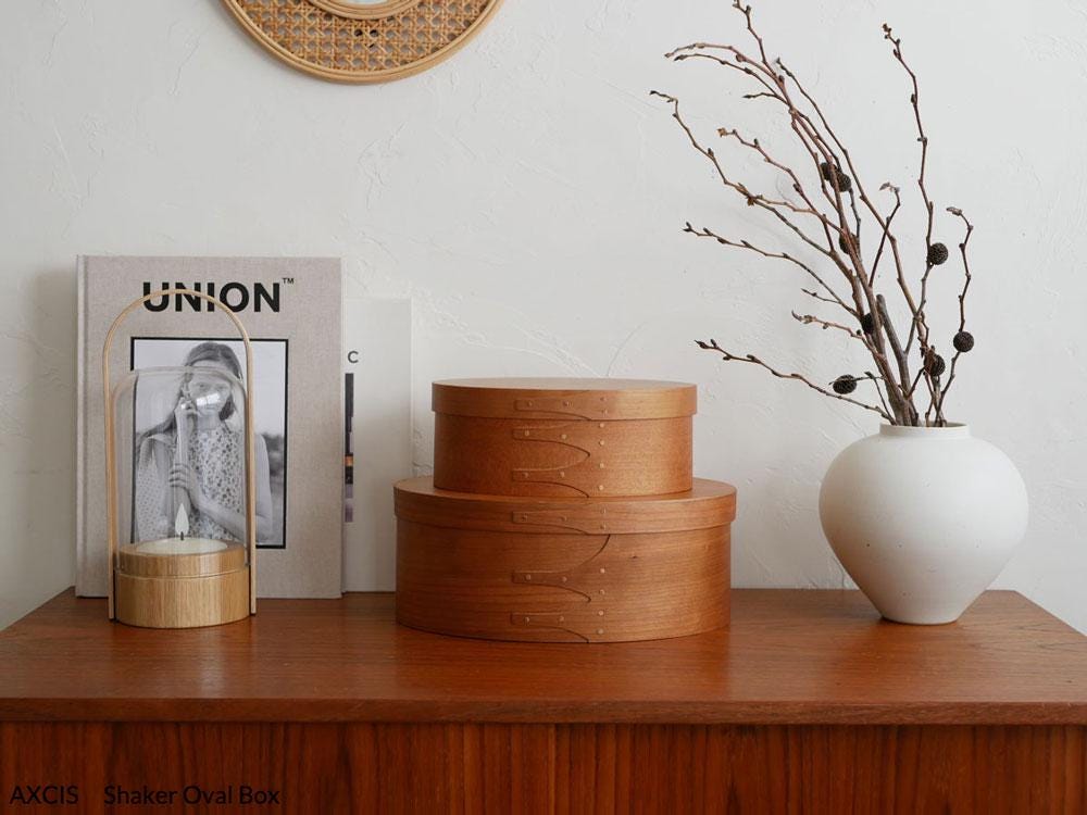 Shaker Oval Box S or M , Cherry Wood Storage Box, Minimalist Wooden Organizer, Wabi Sabi Home Decor