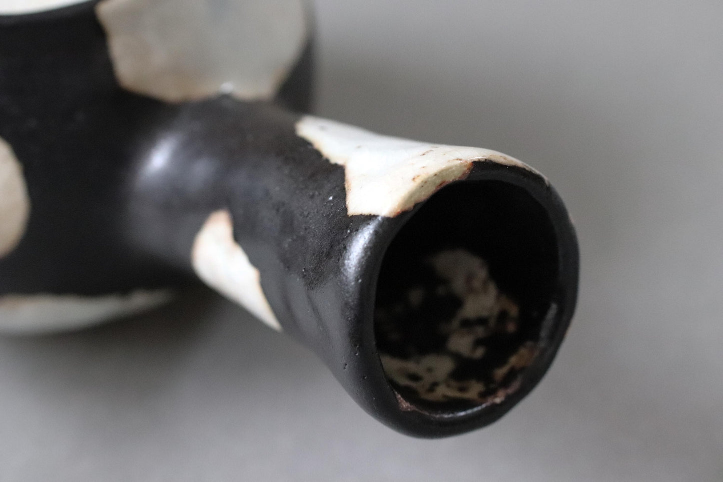 Japanese Studio Pottery Teapot, Artist Made Kyusu, Black and White Ceramic Teapot, Wabi Sabi Tea Ware, Vintage Deadstock