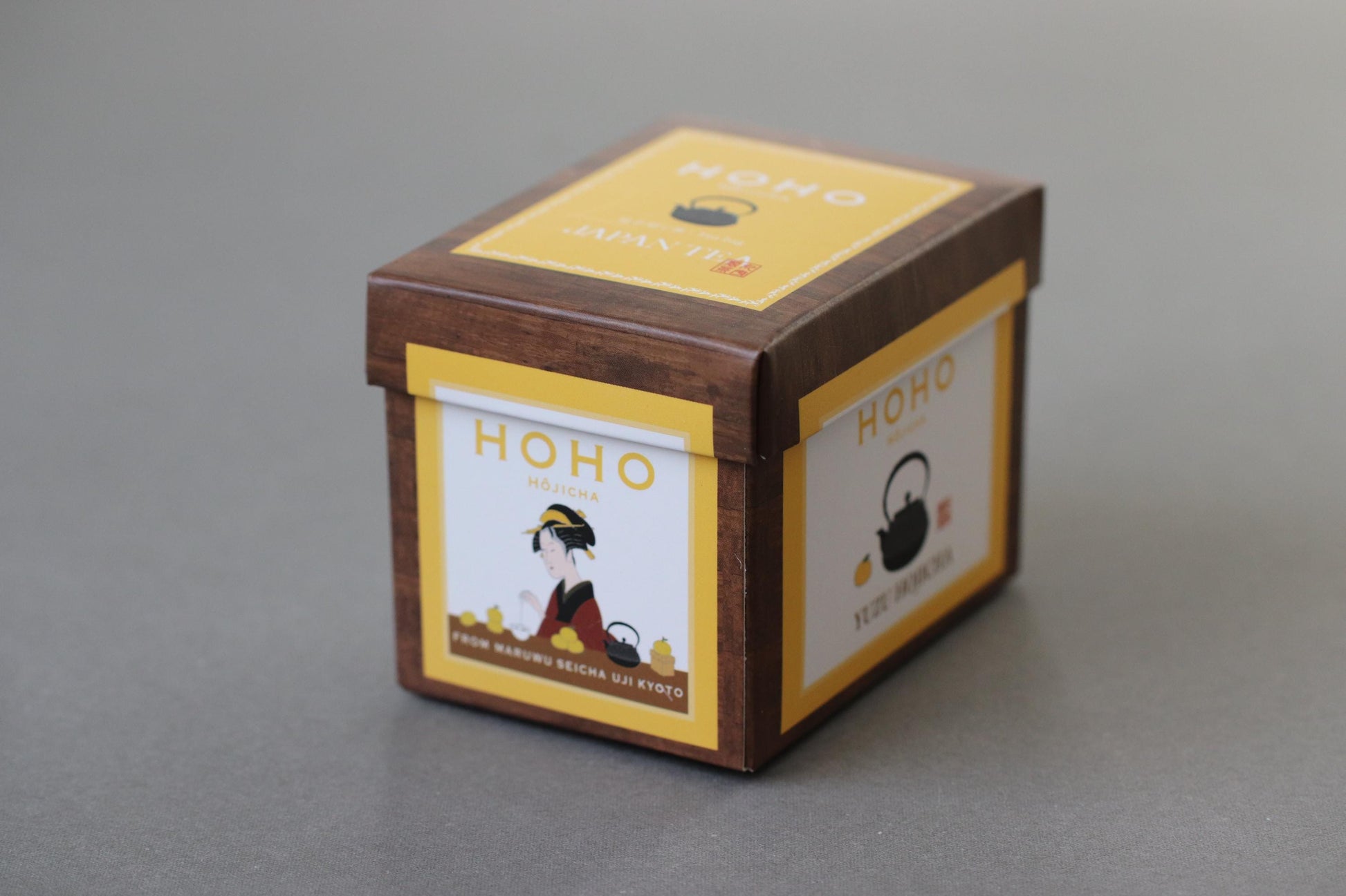 HOHO Yuzu Hojicha Tea Bags 6pcs | Kyoto Uji Roasted Green Tea with Citrus Aroma | Japanese Tea Gift | Retro Tea Box Style Package