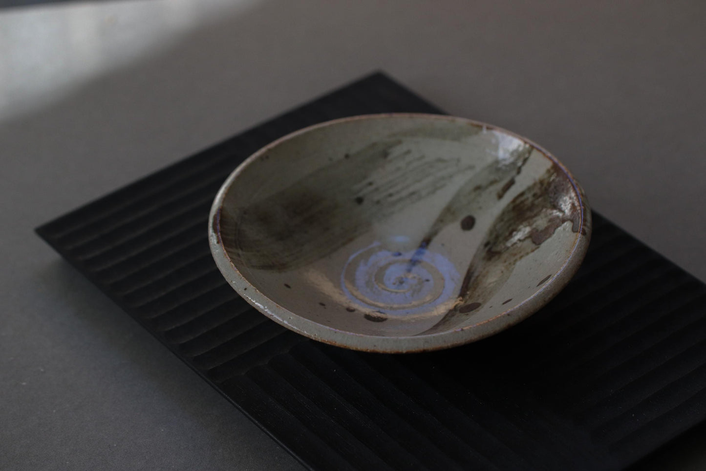 Kitayama Iron Painting Small Bowl | Japanese Pottery Kobachi Bowl 14cm | Rustic Wabi-Sabi Ceramic Dish | Artist Made in Japan