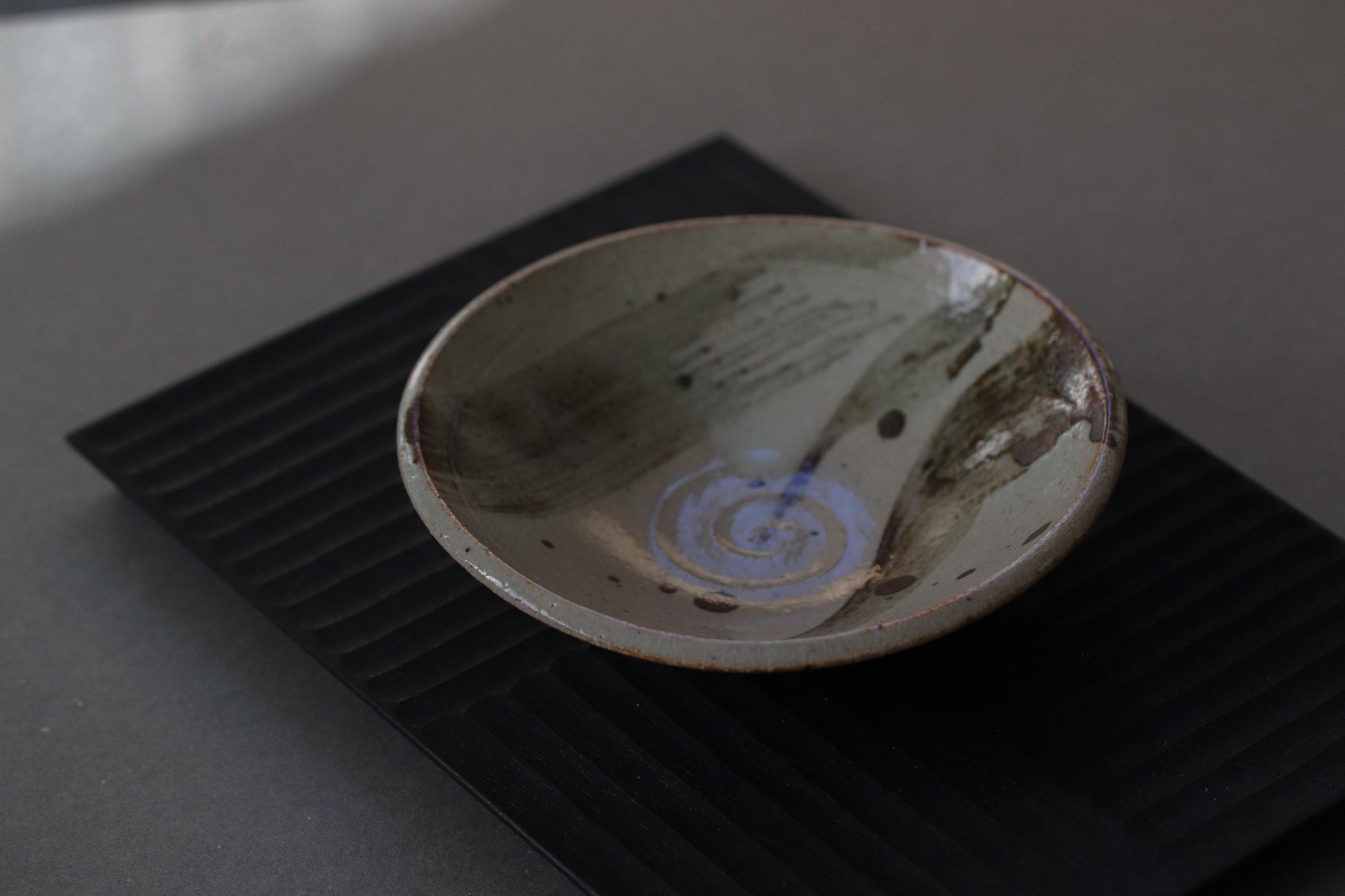 Kitayama Iron Painting Small Bowl | Japanese Pottery Kobachi Bowl 14cm | Rustic Wabi-Sabi Ceramic Dish | Artist Made in Japan