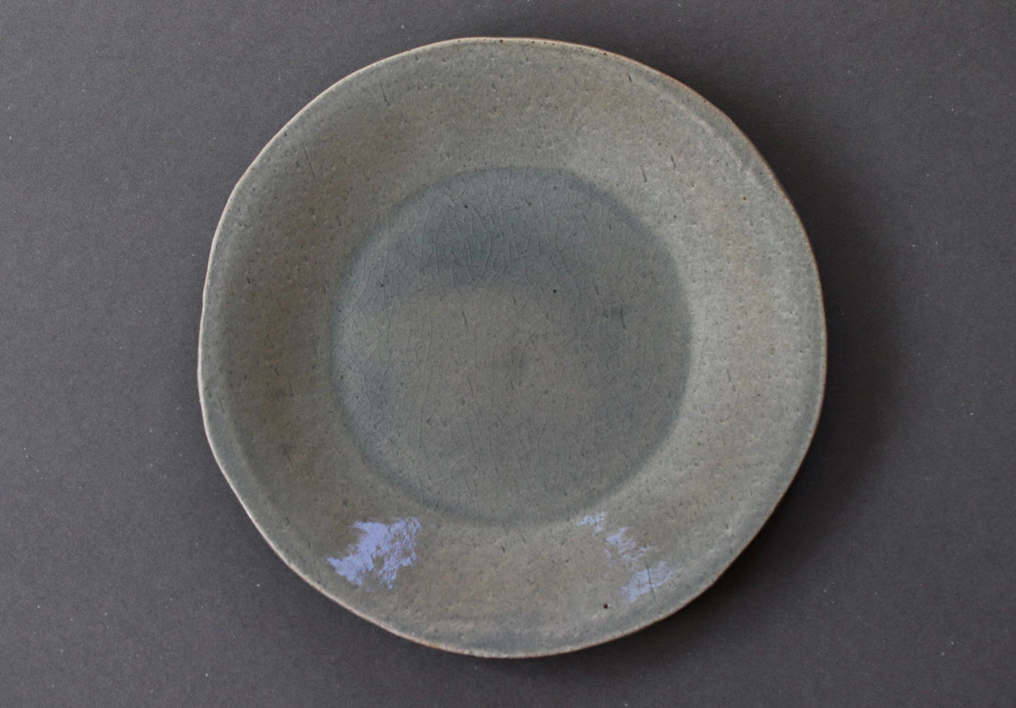 Sanae Large Celadon Crackle Plate | Japanese Pottery Charger | Handmade Tatara Plate | Wabi Sabi Tableware | 23cm