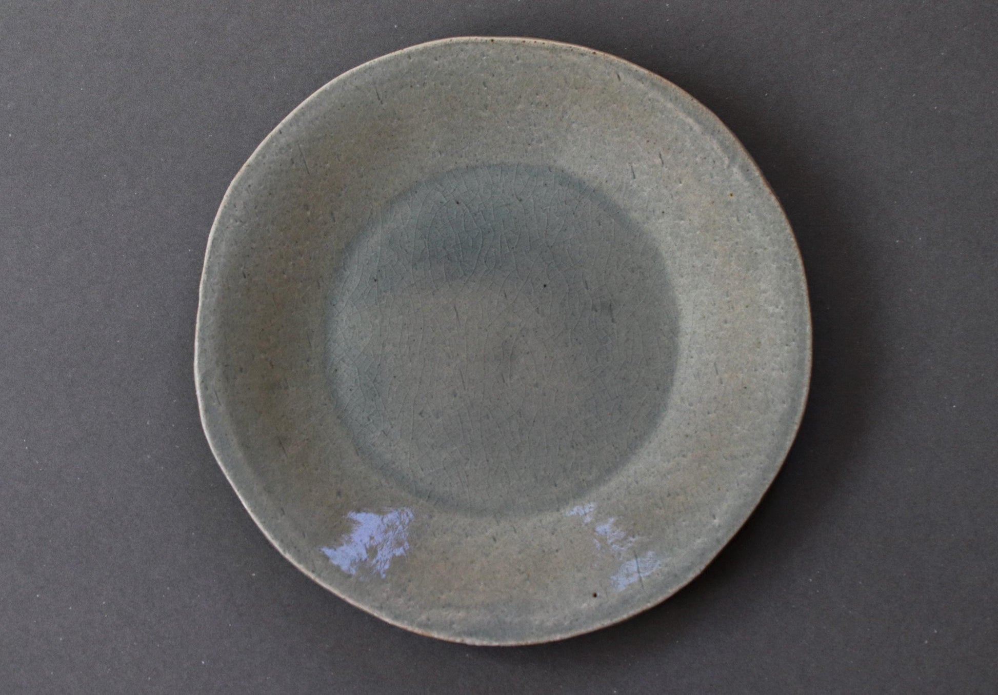 Sanae Large Celadon Crackle Plate | Japanese Pottery Charger | Handmade Tatara Plate | Wabi Sabi Tableware | 23cm