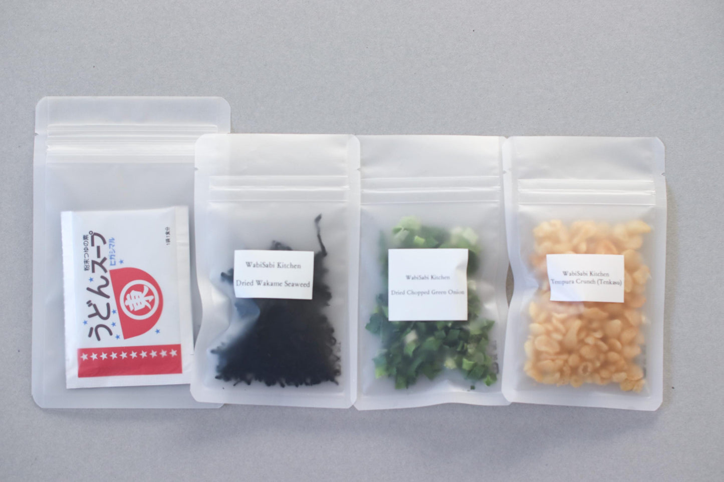 Udon Kit – Japanese Udon Noodle Set | 2 Servings | TsuruTonTan Dry Udon | Soup Base, Dried Organic Green Onion, Wakame, Tempura Crunch