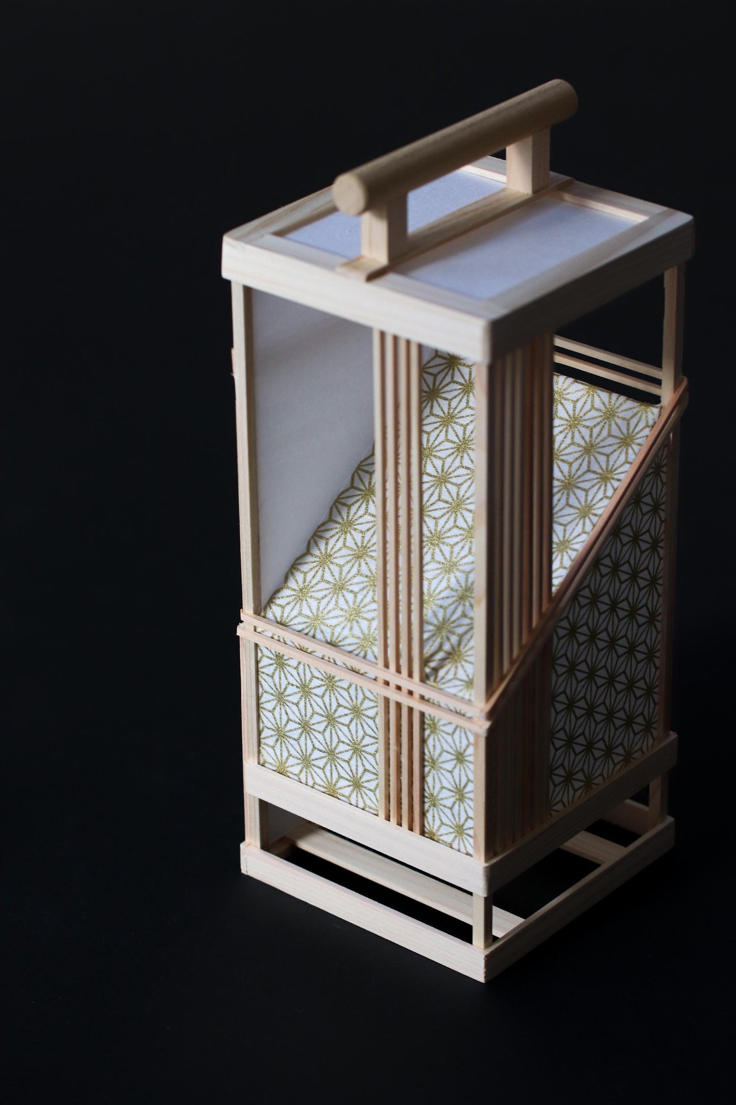 Japanese Asanoha Lantern – Handmade Hinoki & Washi Table Lamp | LED Sensor Light | Wabi-Sabi Japanese Decor