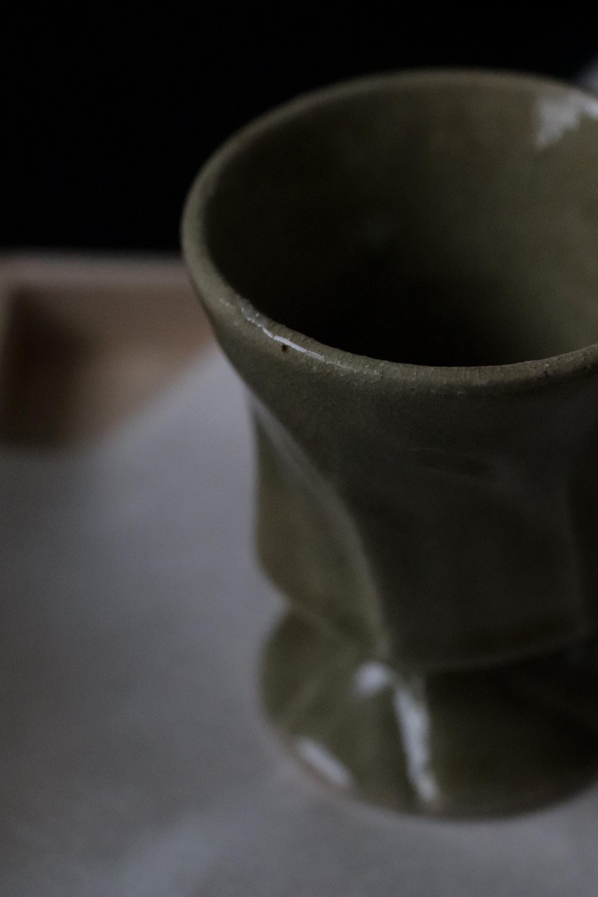Japanese Studio Pottery Cup, Artist Made Small Vessel, Wabi Sabi Ceramic Cup, Handmade Stoneware, Vintage Stock