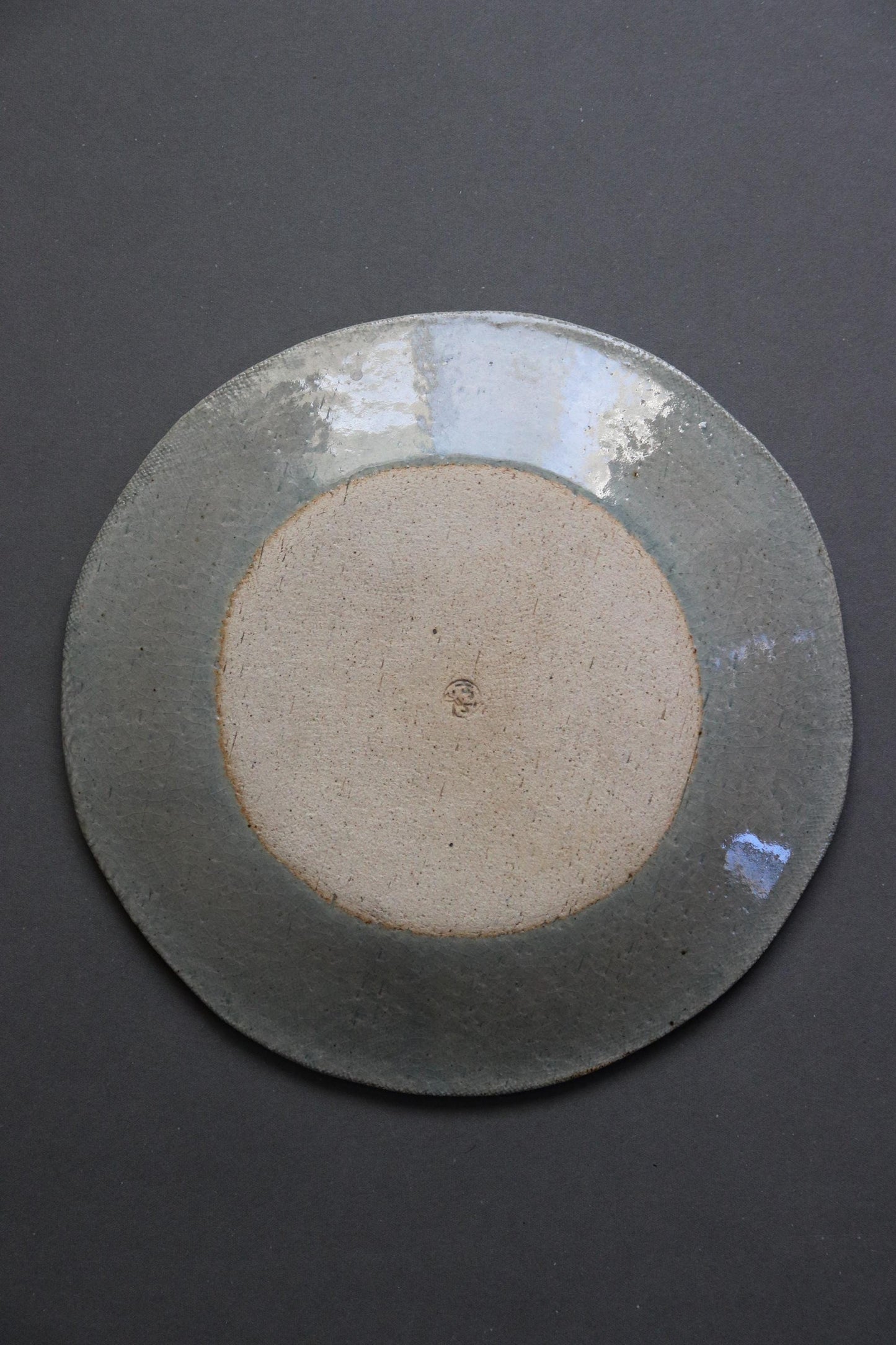 Sanae Large Celadon Crackle Plate | Japanese Pottery Charger | Handmade Tatara Plate | Wabi Sabi Tableware | 23cm
