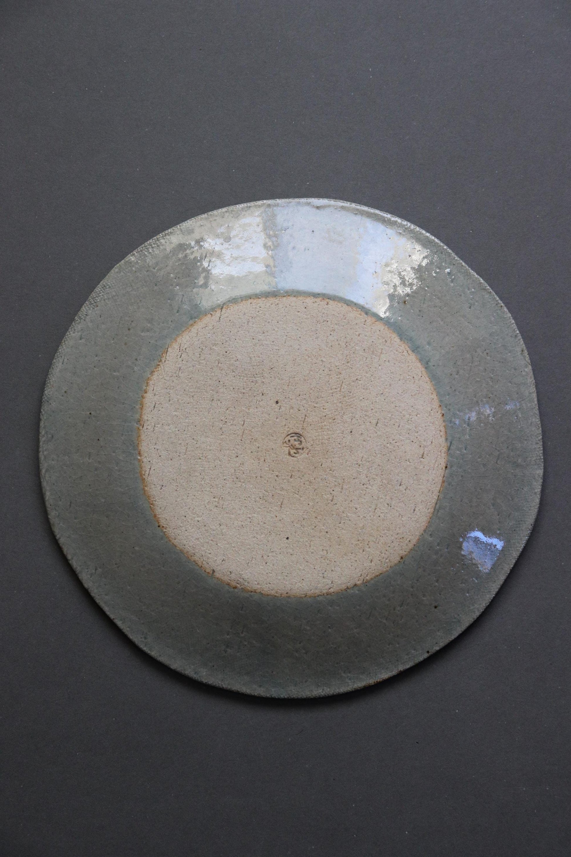 Sanae Large Celadon Crackle Plate | Japanese Pottery Charger | Handmade Tatara Plate | Wabi Sabi Tableware | 23cm