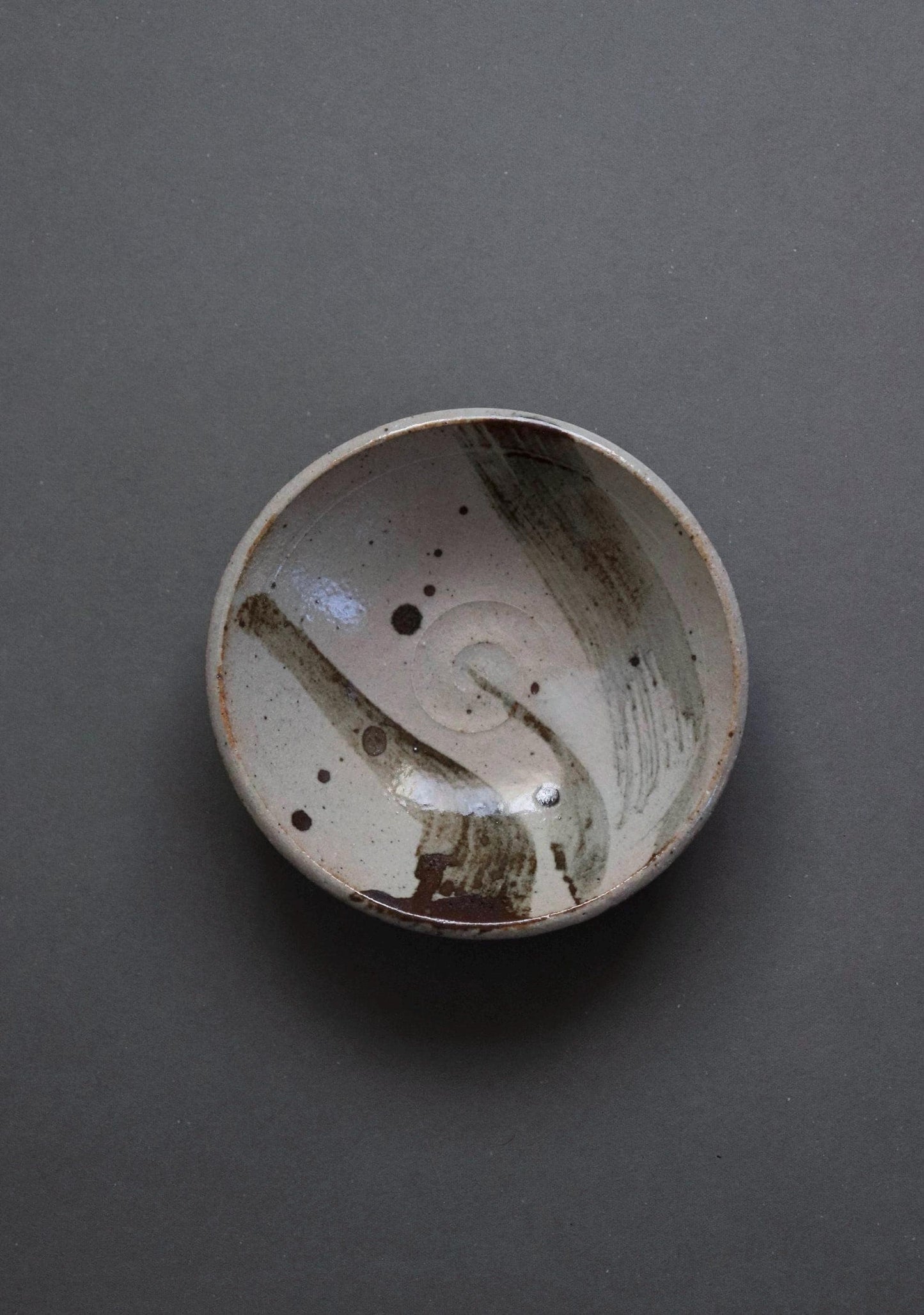 Kitayama Iron Painting Small Bowl | Japanese Pottery Kobachi Bowl 14cm | Rustic Wabi-Sabi Ceramic Dish | Artist Made in Japan