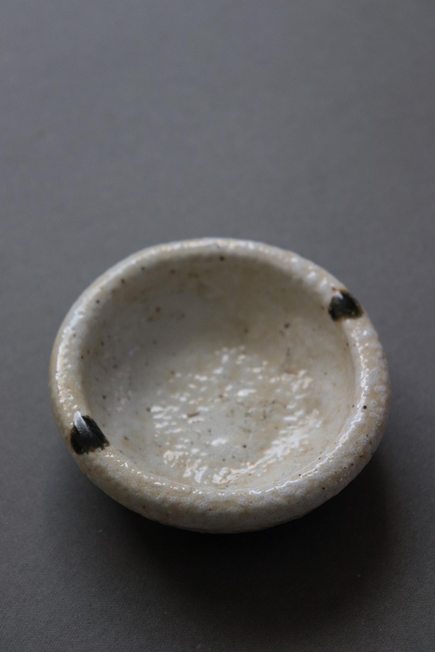 Japanese Karatsu Oribe Small Sauce Dish, Handcrafted Forest Green Ceramic Mini Bowl, Wabi-Sabi Tea Ceremony Plate, Zen Ring Dish, 3-inch