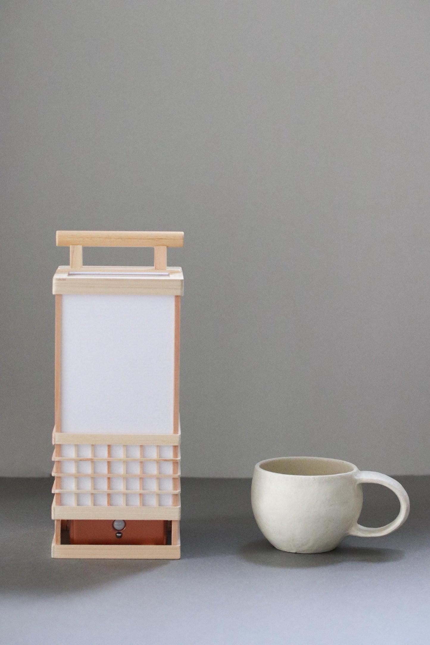 Japanese Hinoki & Washi Lantern Lamp | Motion Sensor LED Night Light | Handmade Wooden Table Lamp | Minimalist Japanese Decor Gift