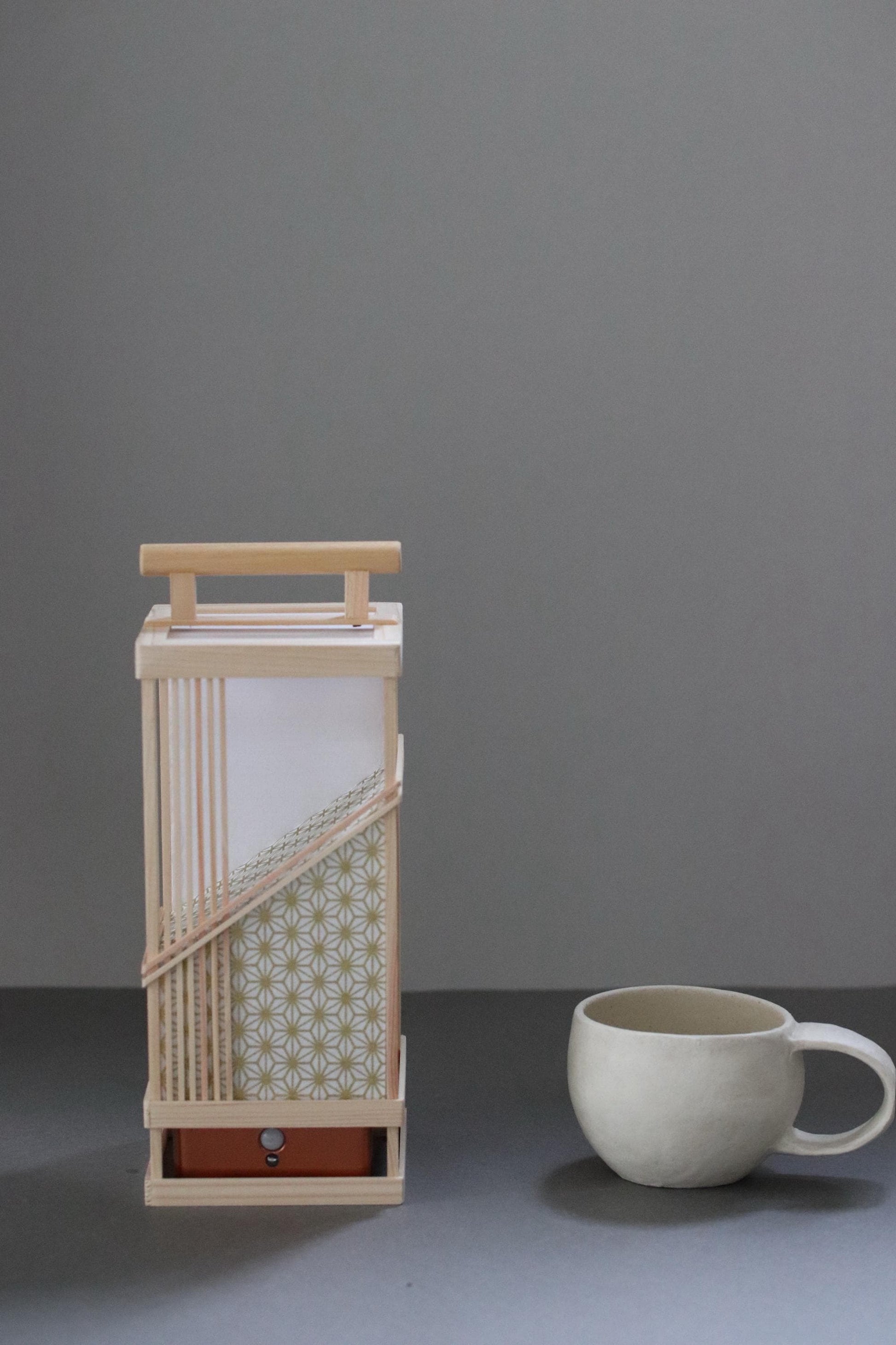 Japanese Asanoha Lantern – Handmade Hinoki & Washi Table Lamp | LED Sensor Light | Wabi-Sabi Japanese Decor