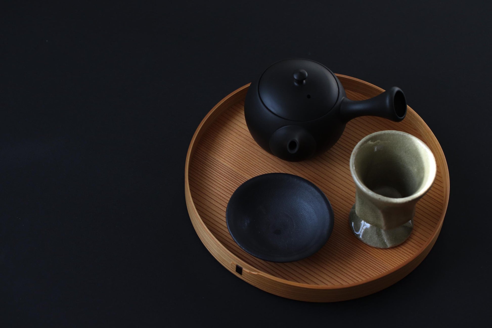 One of a Kind Japanese Cedar Tray 24cm | Artist Made Chizu Cedar Round Serving Tray | Oil Finish Wooden Tea Tray | Wabi Sabi Japandi Decor