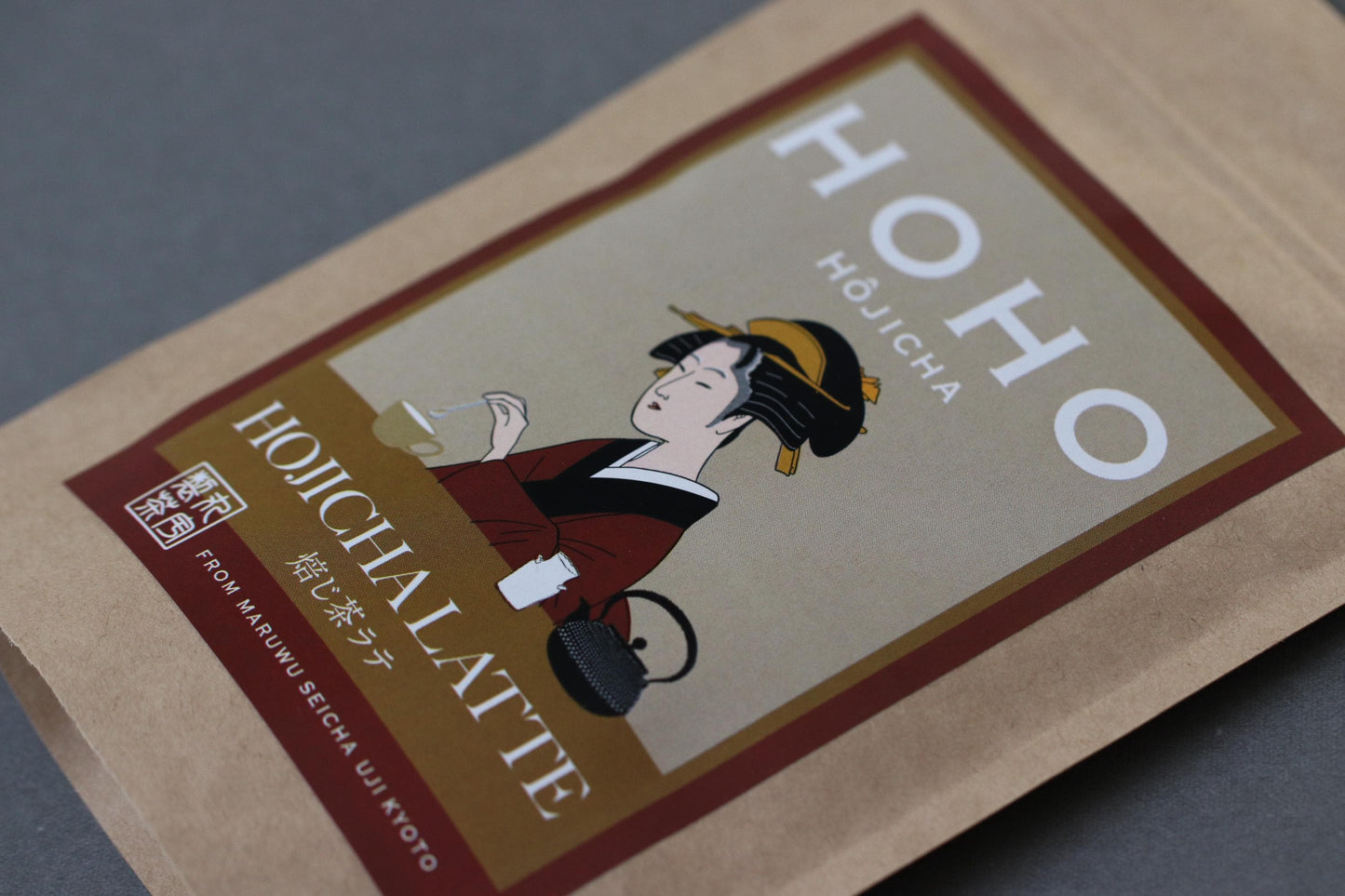 HOHO Hojicha Latte Mix 100g | Kyoto Roasted Green Tea Powder | Easy Instant Japanese Hojicha Latte | Retro Japanese Tea Box Style Package