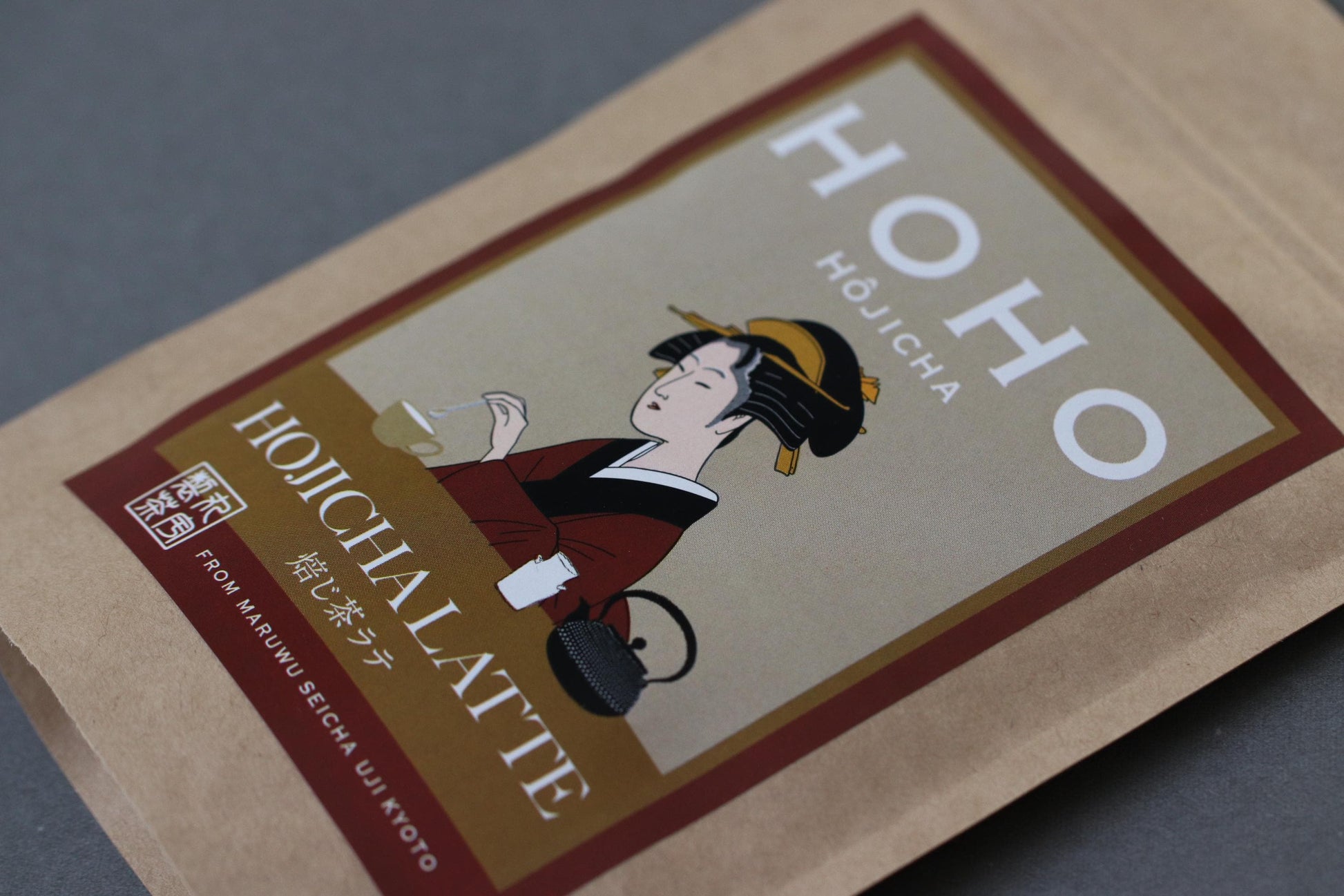 HOHO Hojicha Latte Mix 100g | Kyoto Roasted Green Tea Powder | Easy Instant Japanese Hojicha Latte | Retro Japanese Tea Box Style Package