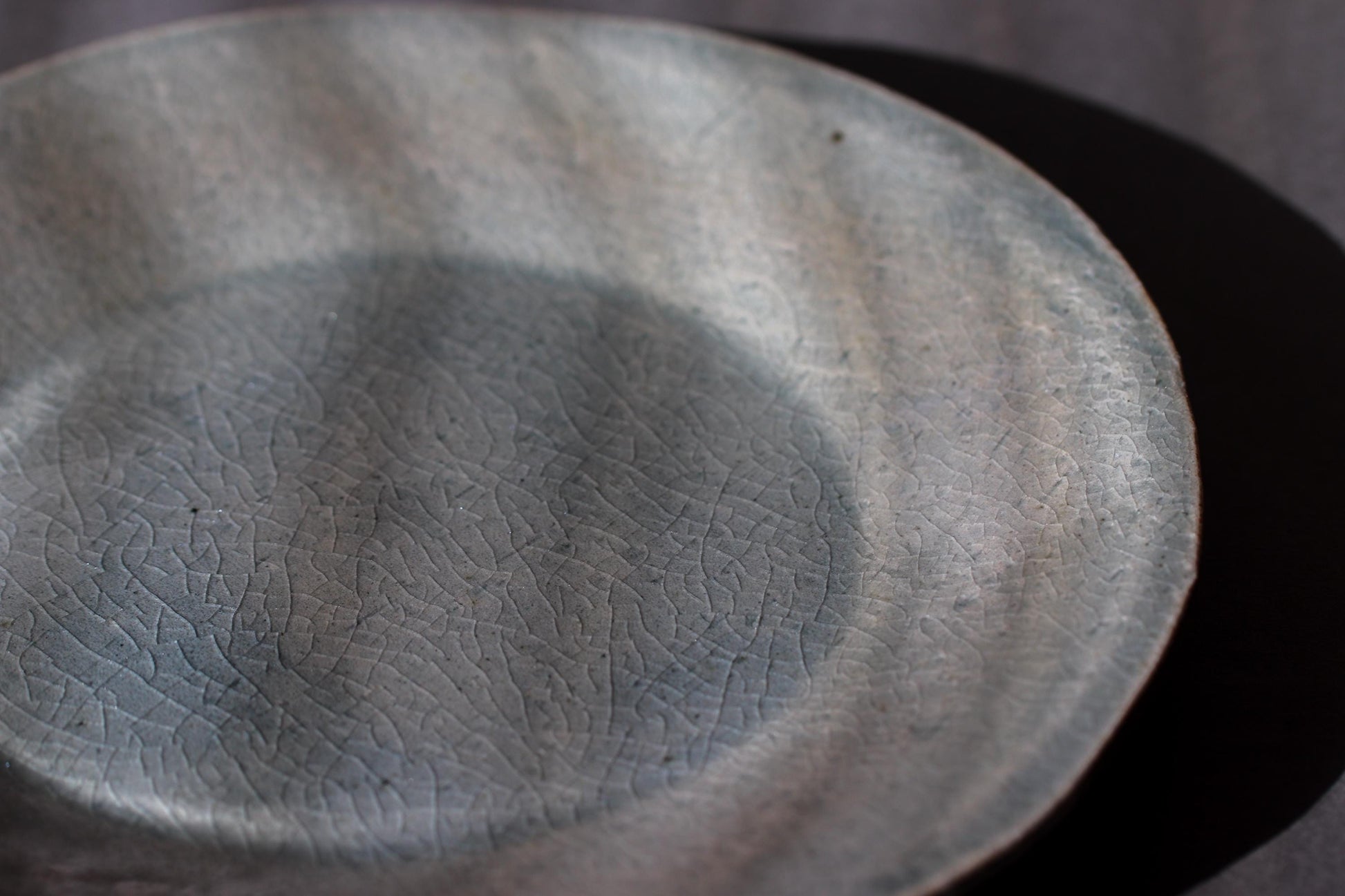 Sanae Large Celadon Crackle Plate | Japanese Pottery Charger | Handmade Tatara Plate | Wabi Sabi Tableware | 23cm