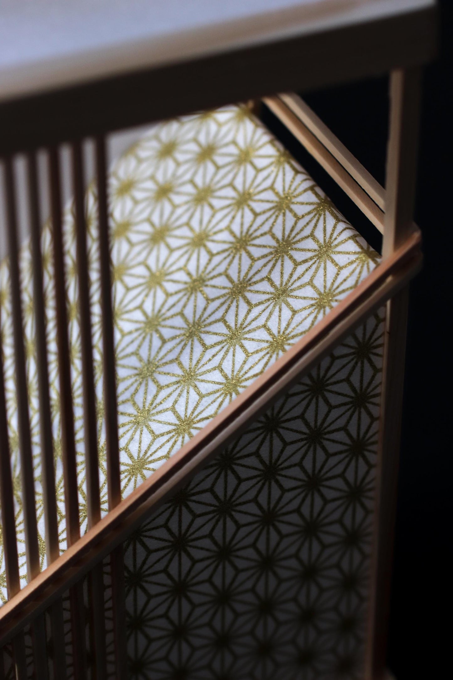 Japanese Asanoha Lantern – Handmade Hinoki & Washi Table Lamp | LED Sensor Light | Wabi-Sabi Japanese Decor