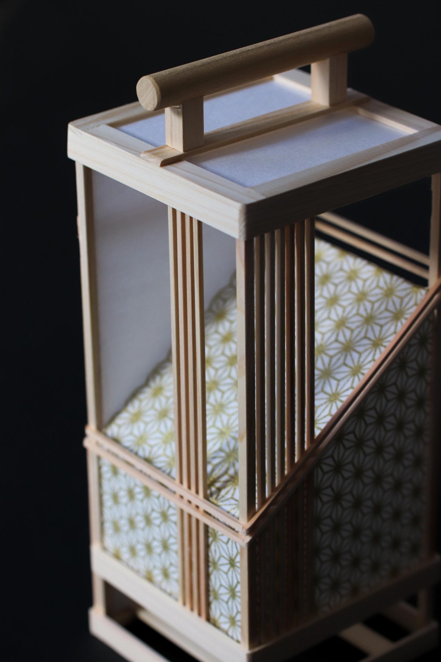 Japanese Asanoha Lantern – Handmade Hinoki & Washi Table Lamp | LED Sensor Light | Wabi-Sabi Japanese Decor