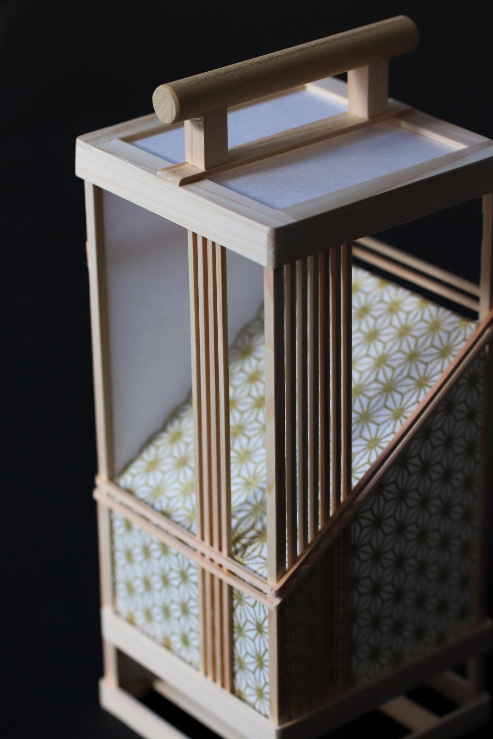 Japanese Asanoha Lantern – Handmade Hinoki & Washi Table Lamp | LED Sensor Light | Wabi-Sabi Japanese Decor