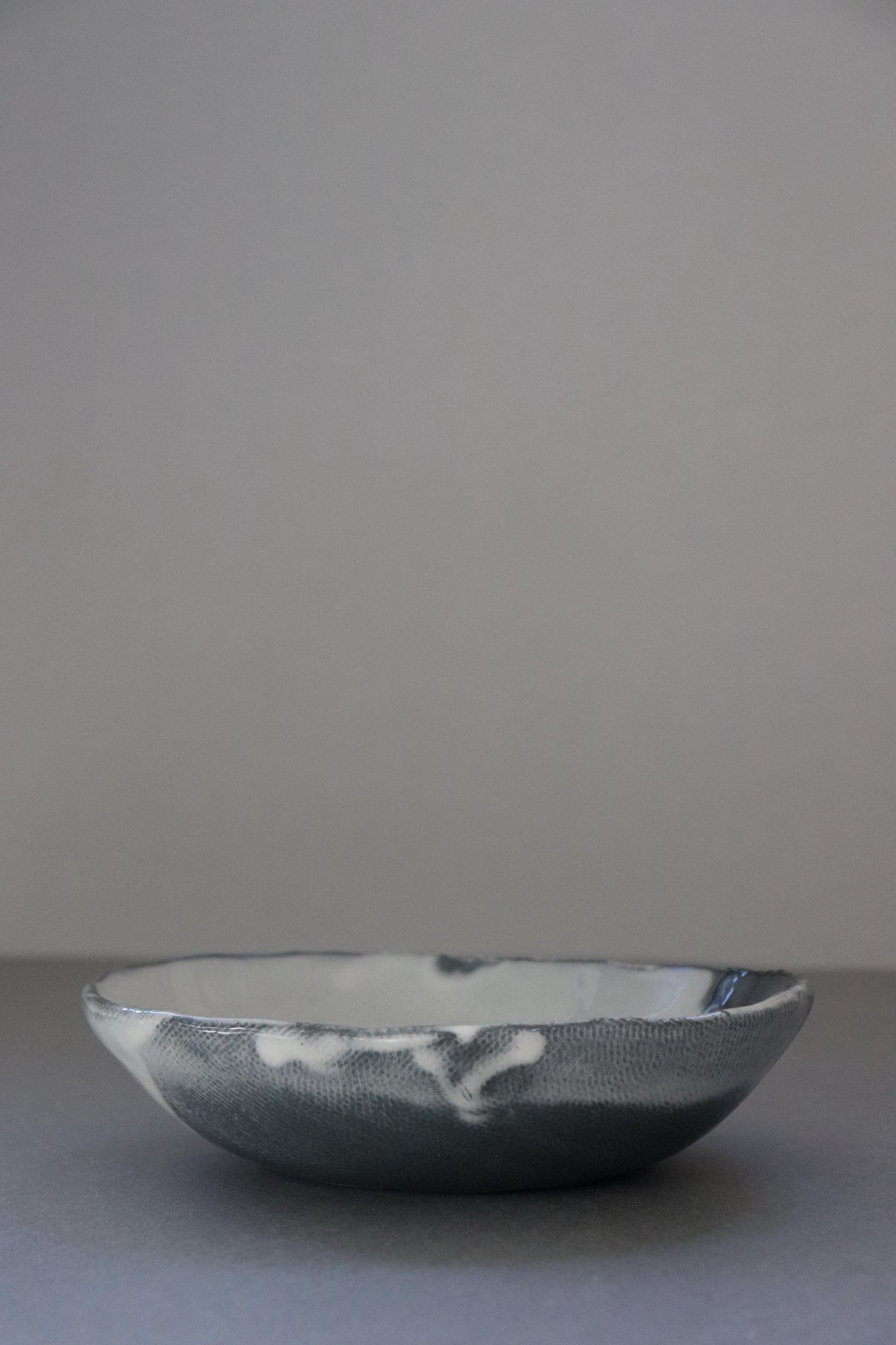 Shigaraki Oval Bowl | Kohiki White Slip Japanese Ceramic Bowl | Sumi Blurred Glaze | Wabi Sabi Serving Dish