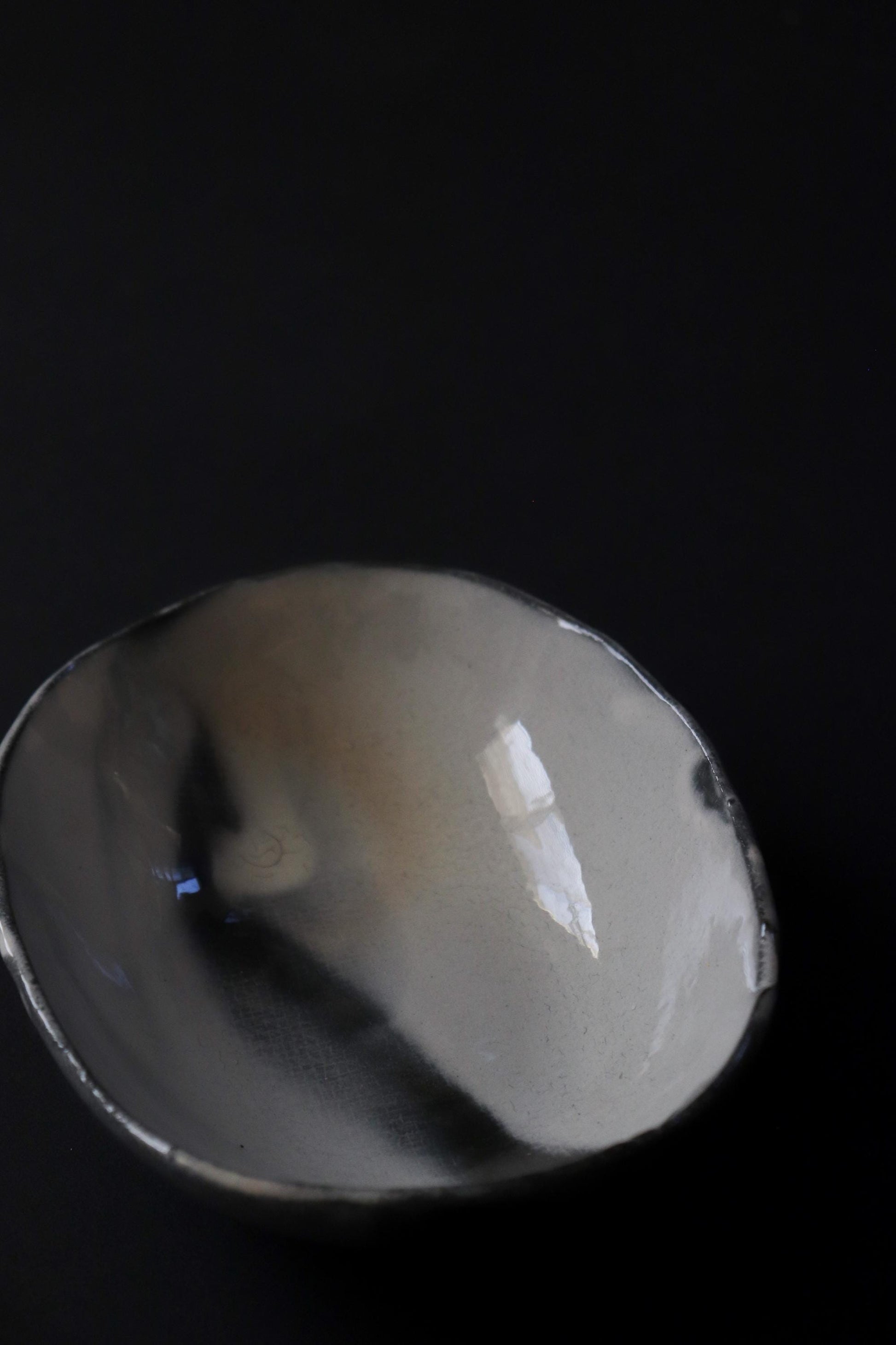 Shigaraki Oval Bowl | Kohiki White Slip Japanese Ceramic Bowl | Sumi Blurred Glaze | Wabi Sabi Serving Dish
