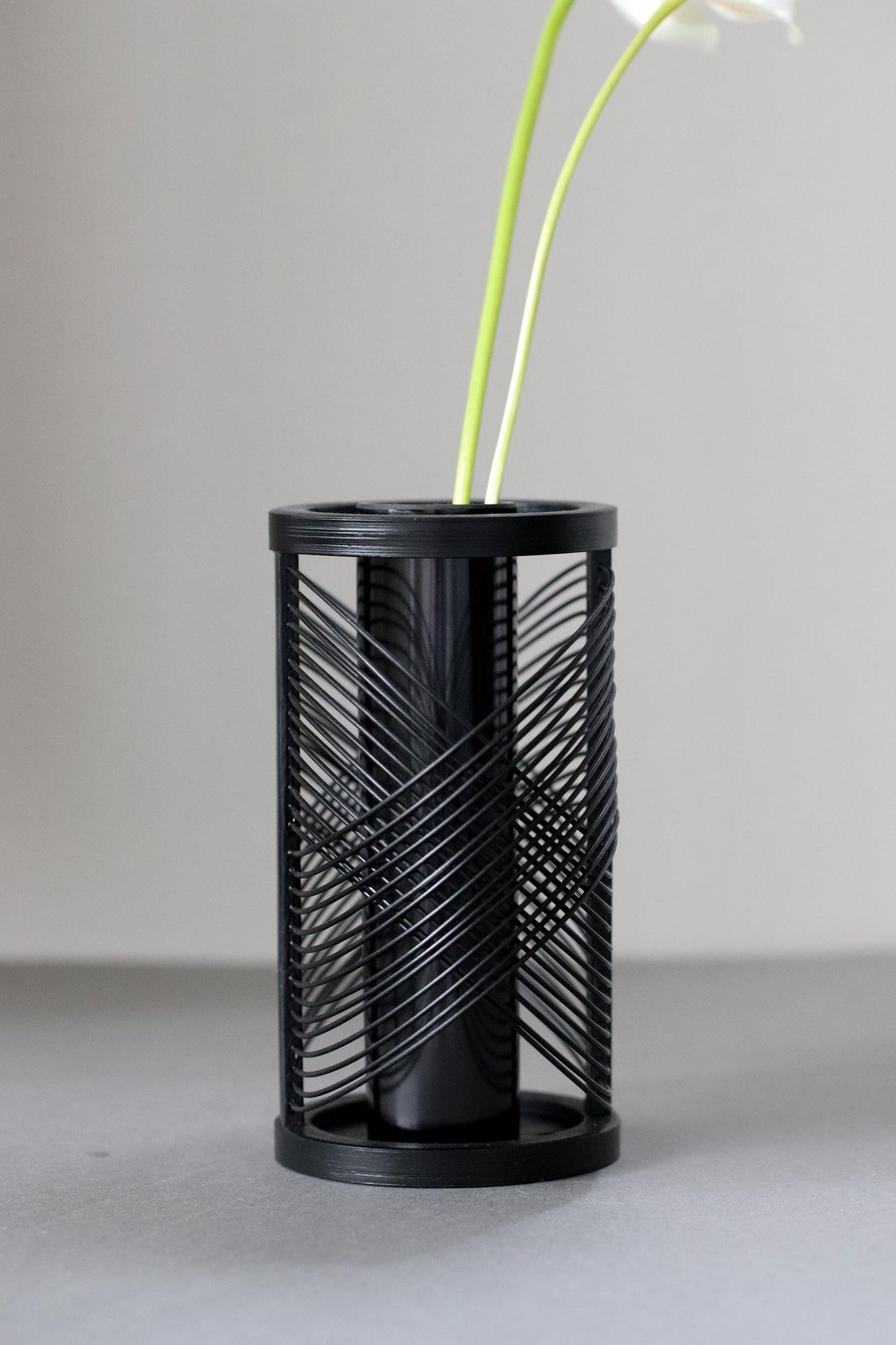 Shizuoka Japanese Bamboo Ikebana Vase | Handcrafted Round Bamboo Flower Vase with Cedar Stand | Minimal Wabi Sabi Home Decor