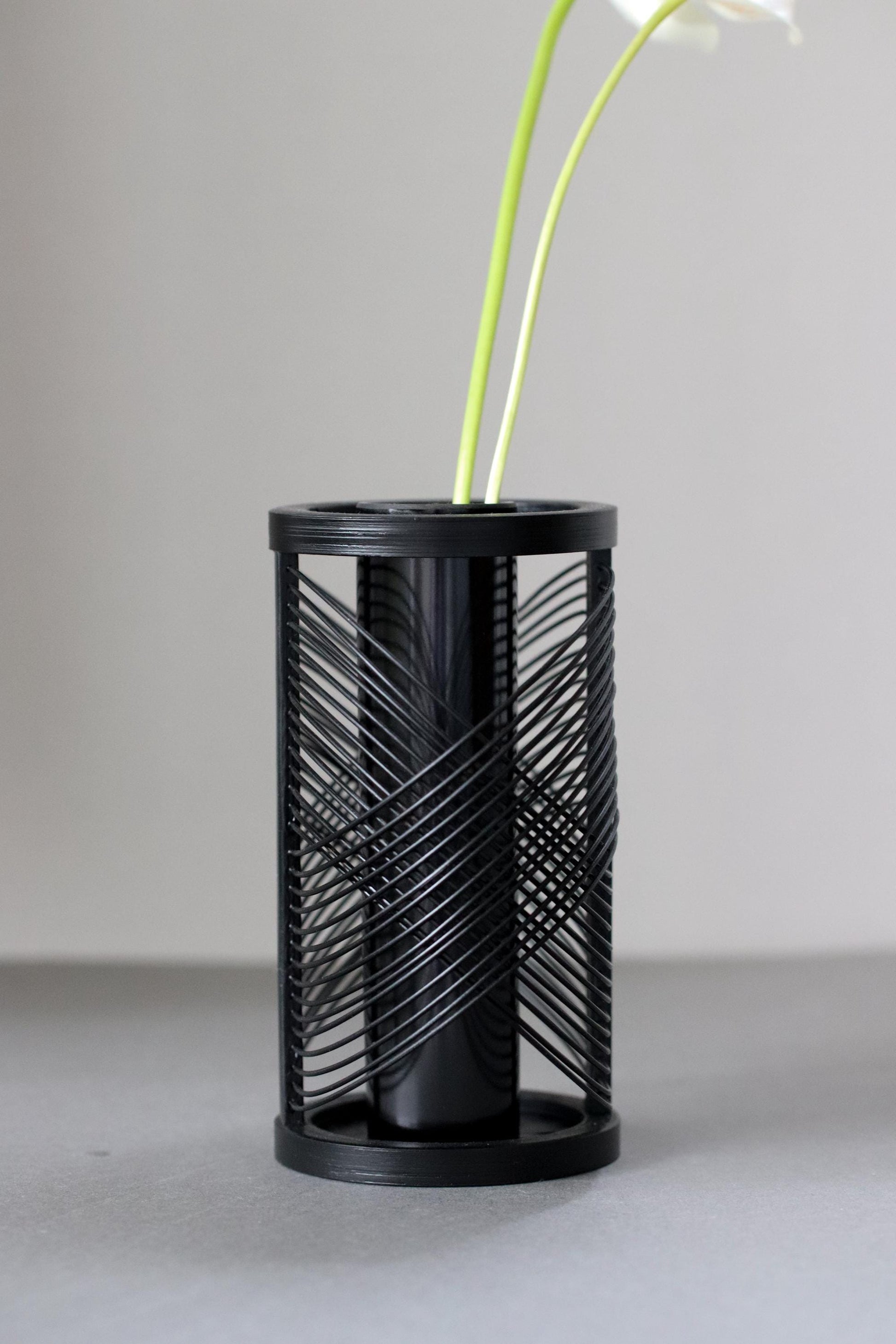 Shizuoka Japanese Bamboo Ikebana Vase | Handcrafted Round Bamboo Flower Vase with Cedar Stand | Minimal Wabi Sabi Home Decor