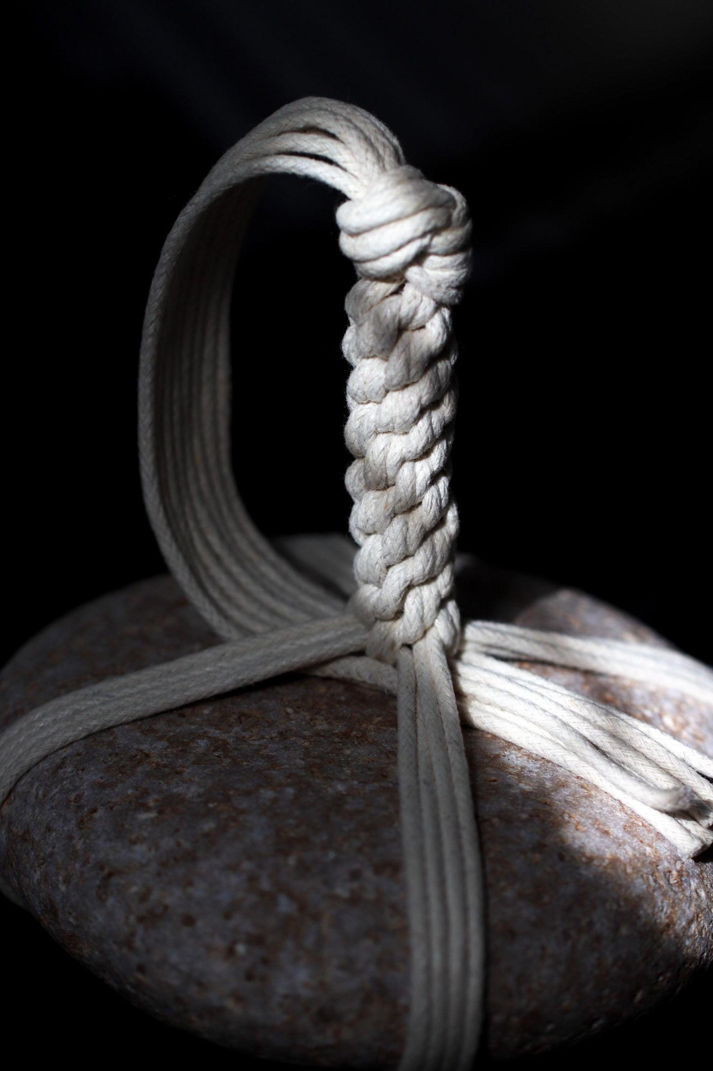 Sekimori-ishi Guardian Stone, Himekawa Yakuseki from Niigata Japan, Hand-Tied with Waxed Cotton Cord, Zen Wabi-Sabi Object, One-of-a-Kind