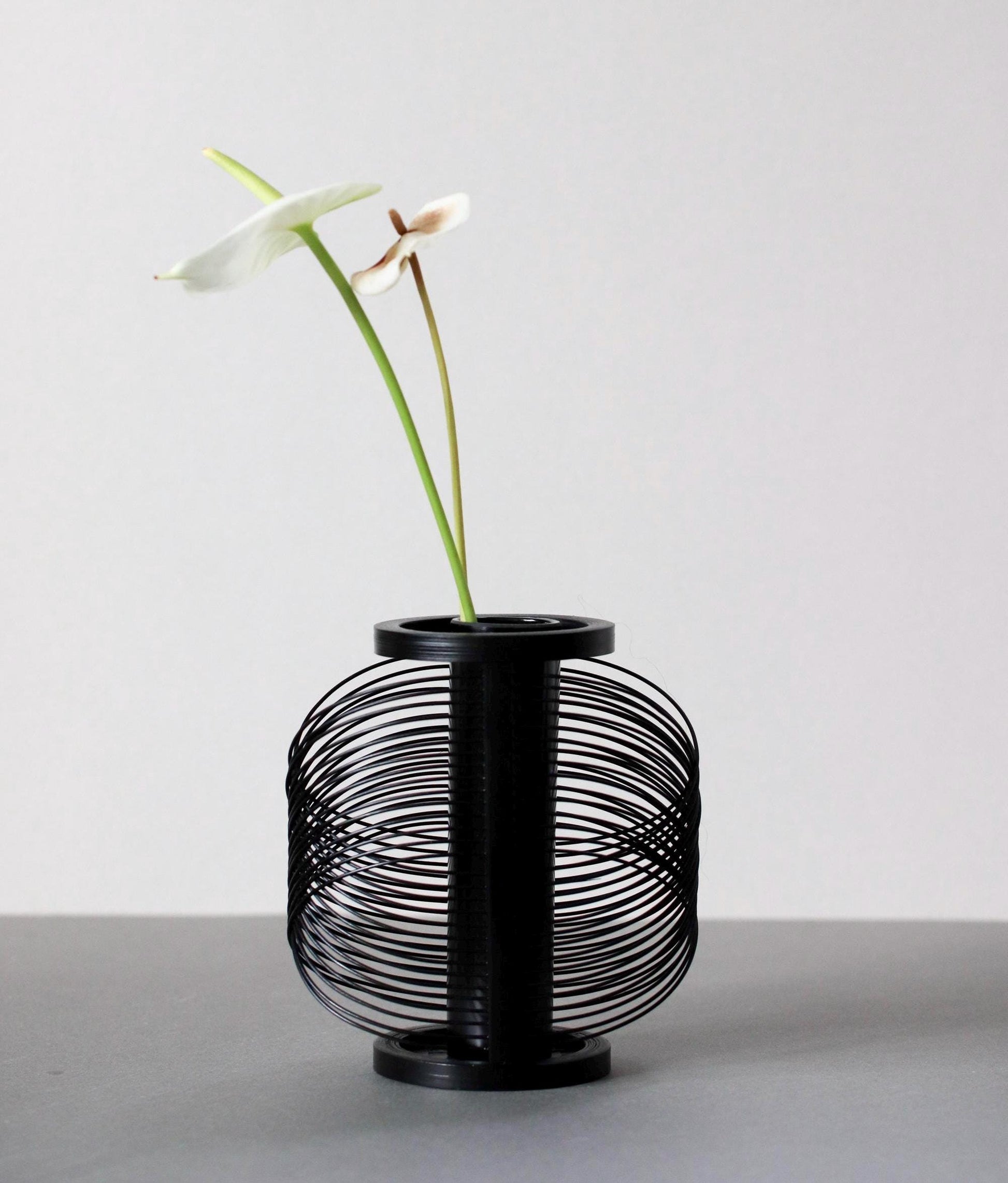 Shizuoka Japanese Bamboo Ikebana Vase | Handcrafted Round Bamboo Flower Vase with Cedar Stand | Minimal Wabi Sabi Home Decor