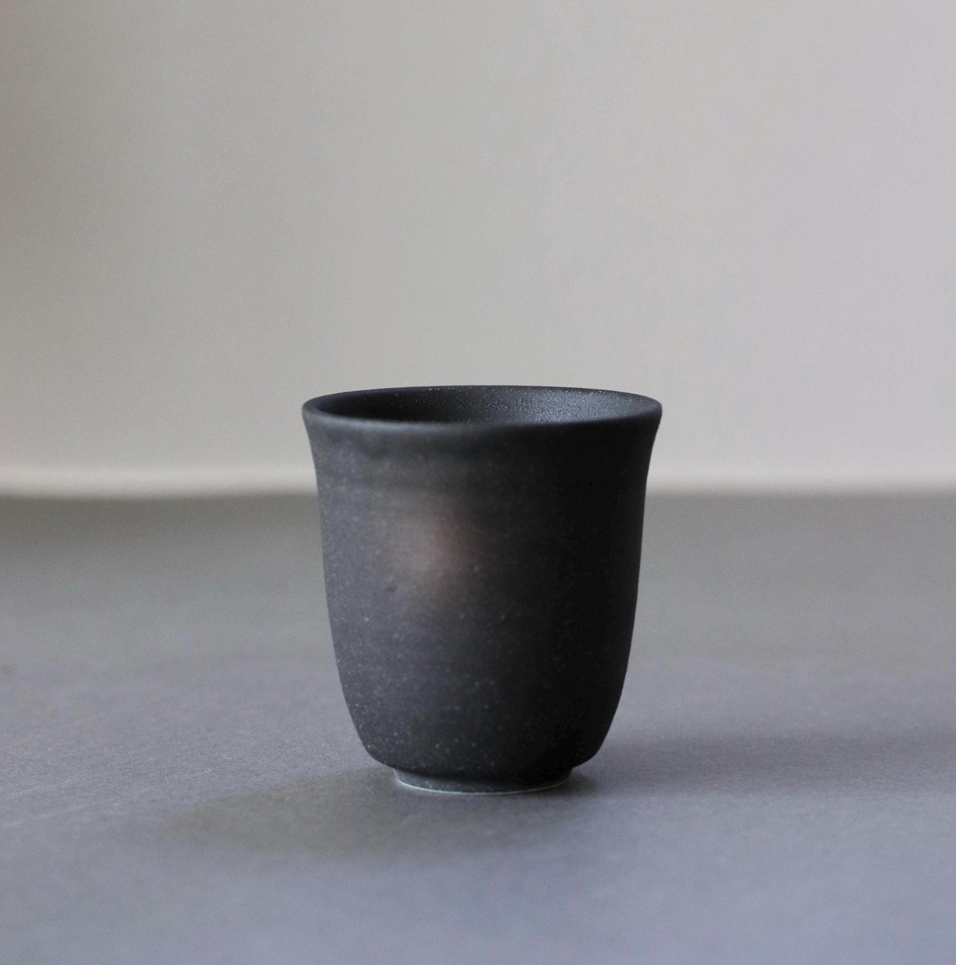 Black Bizen Yunomi Tea Cup | Japanese Porcelain Yunomi | Minimal Wabi Sabi Tea Cup | Handmade Japanese Teaware (110ml)