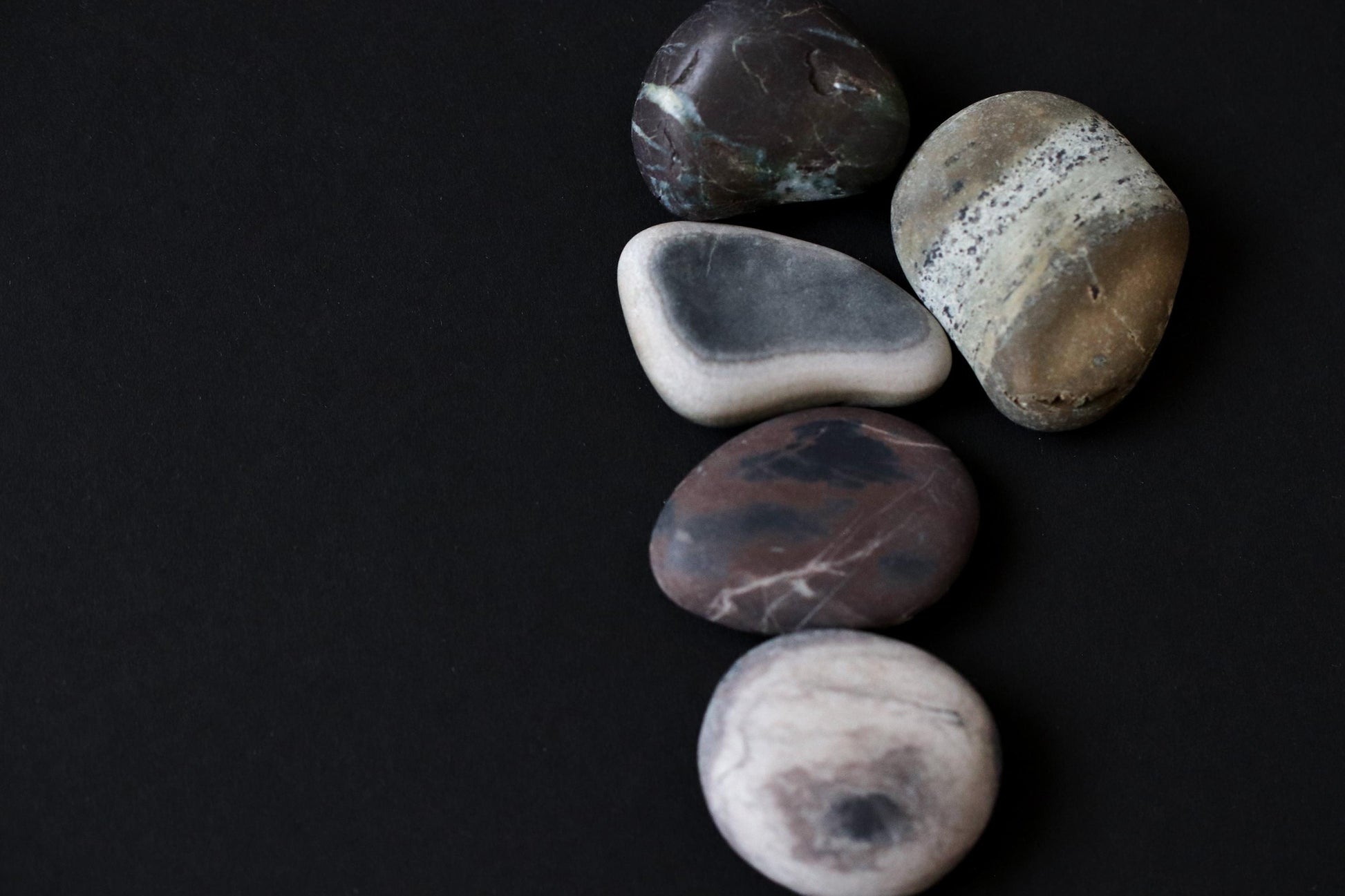 Silent Fragments — Edition 01: Monochrome | Art of Time Tsugaru Stones & Ancient Manuscripts | Set of 5 Hand-Selected Japanese Stones