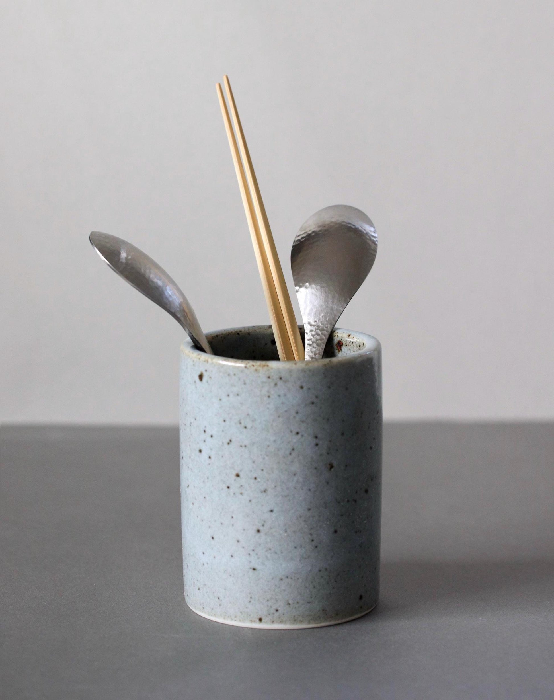 Karatsu Ware Chopstick Holder | Handmade Japanese Ceramic Utensil Stand | Wabi Sabi Kitchen Storage
