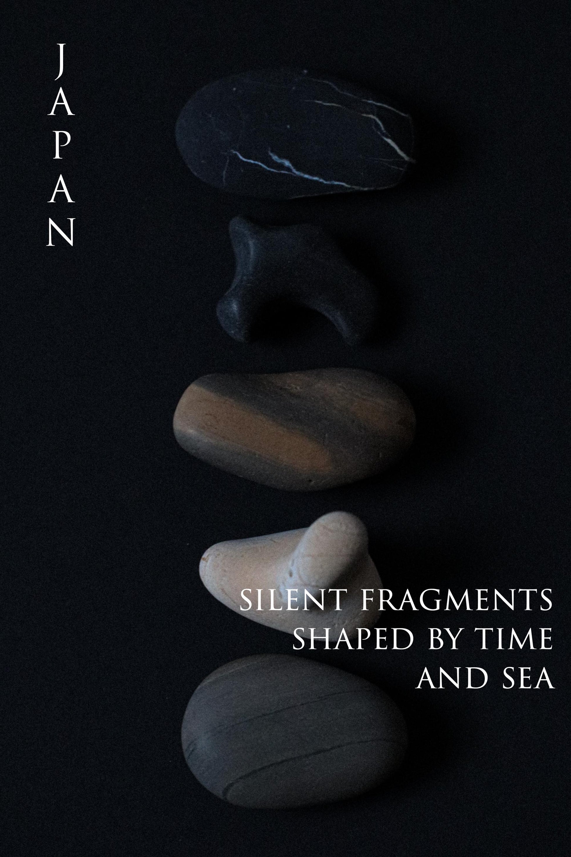 Silent Fragments — Edition 01: Monochrome | Art of Time Tsugaru Stones & Ancient Manuscripts | Set of 5 Hand-Selected Japanese Stones