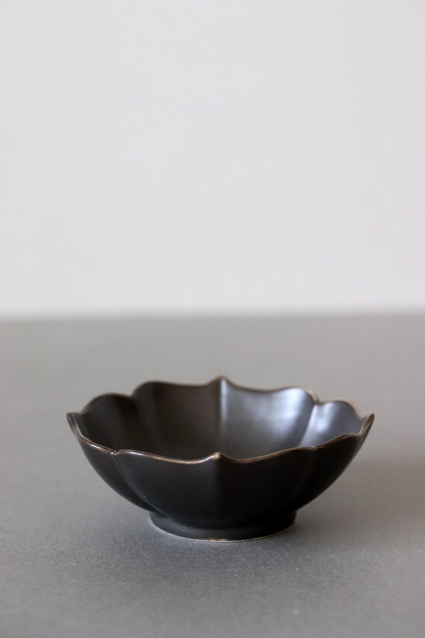 Matte Black Kobachi Small Bowl,Arita Ware Japanese Porcelain, Kikyo Rim Flower Bowl, Appetizer Dessert Dish, Minimal Tableware Made in Japan