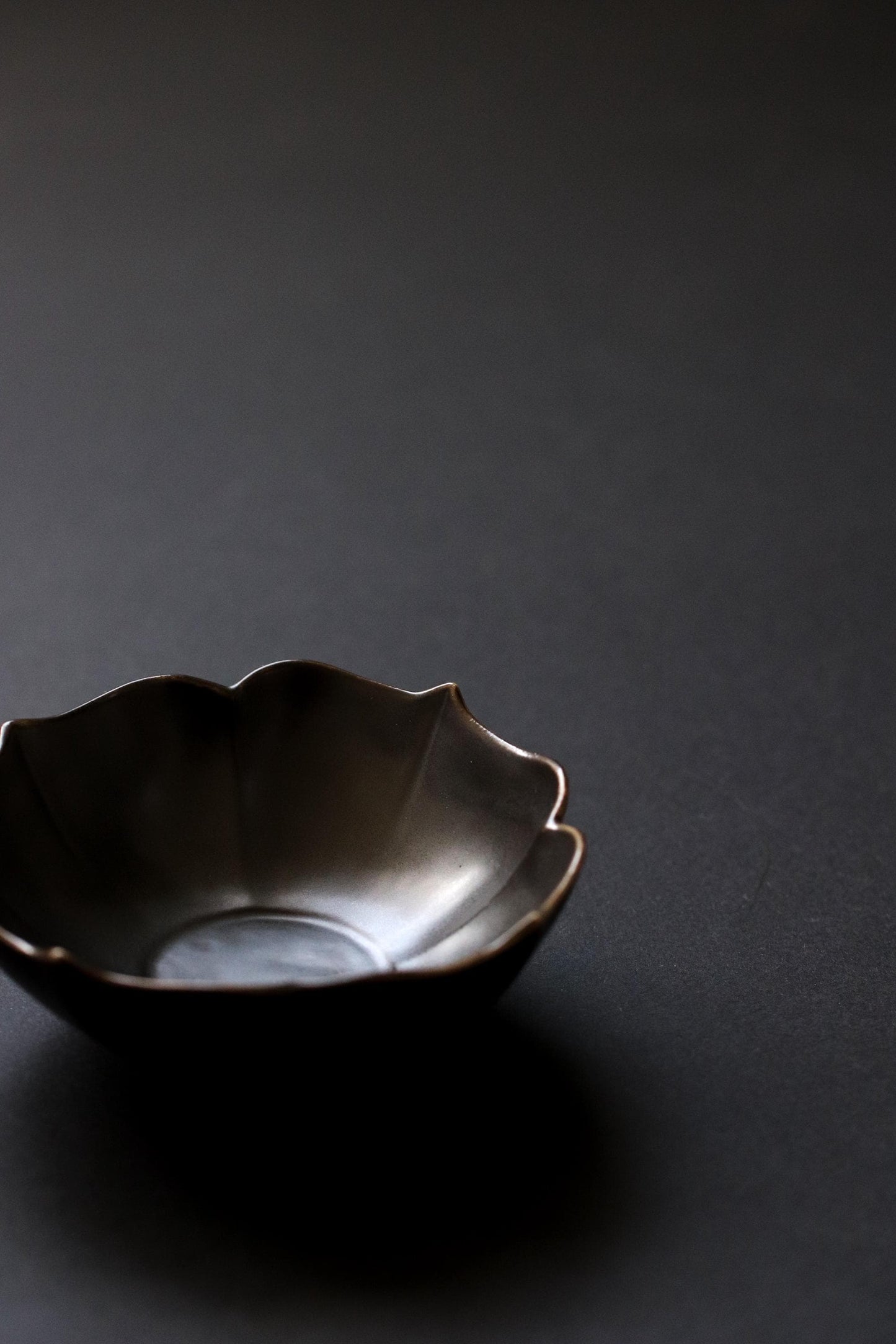 Matte Black Kobachi Small Bowl,Arita Ware Japanese Porcelain, Kikyo Rim Flower Bowl, Appetizer Dessert Dish, Minimal Tableware Made in Japan