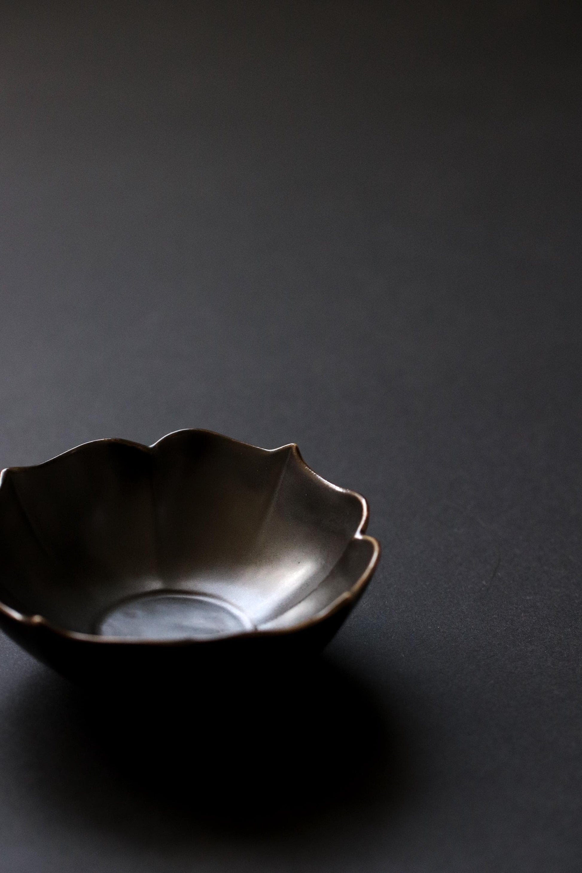 Matte Black Kobachi Small Bowl,Arita Ware Japanese Porcelain, Kikyo Rim Flower Bowl, Appetizer Dessert Dish, Minimal Tableware Made in Japan