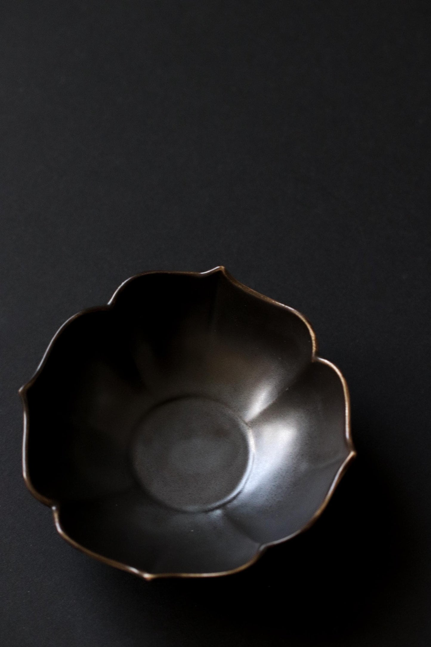 Matte Black Kobachi Small Bowl,Arita Ware Japanese Porcelain, Kikyo Rim Flower Bowl, Appetizer Dessert Dish, Minimal Tableware Made in Japan