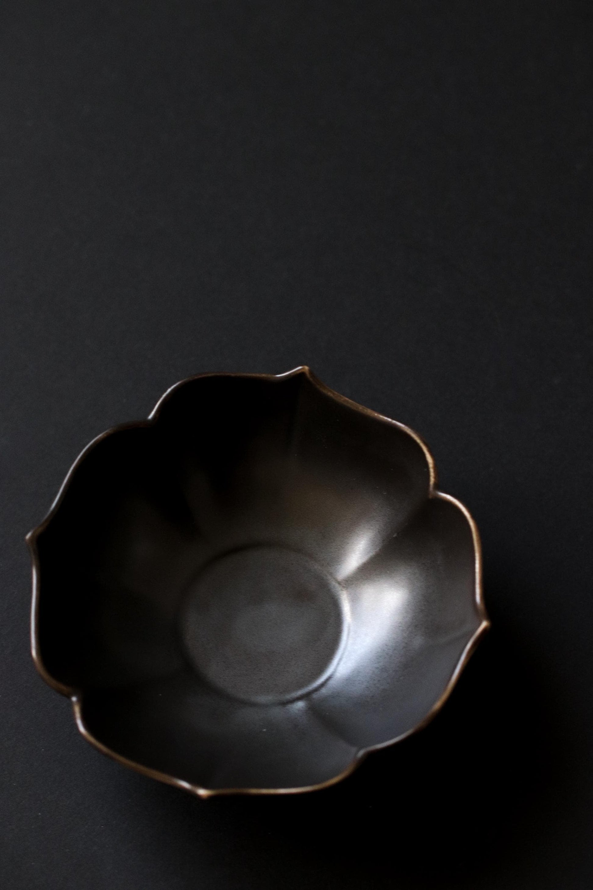 Matte Black Kobachi Small Bowl,Arita Ware Japanese Porcelain, Kikyo Rim Flower Bowl, Appetizer Dessert Dish, Minimal Tableware Made in Japan