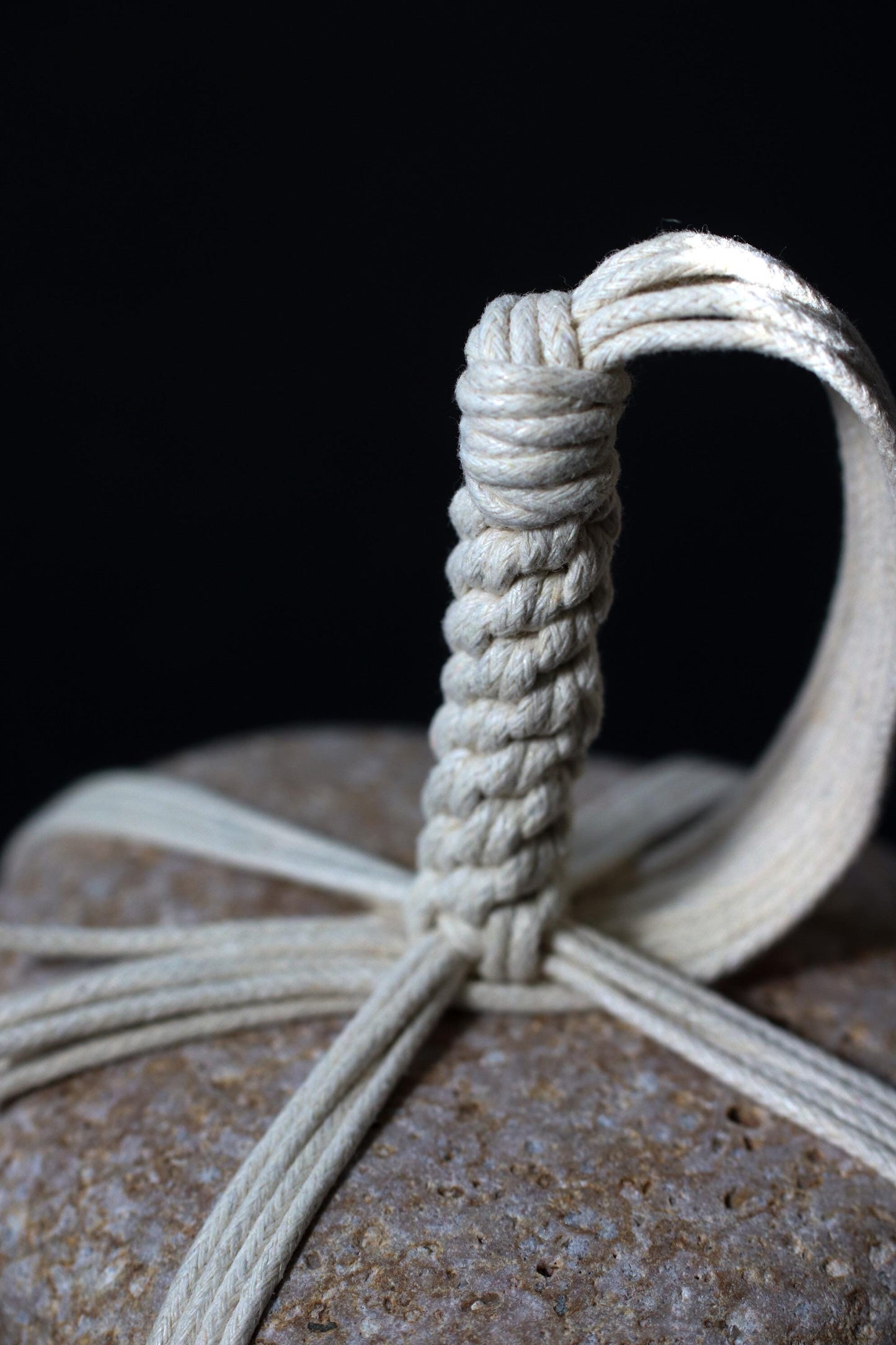 Sekimori-ishi Guardian Stone, Himekawa Yakuseki from Niigata Japan, Hand-Tied with Waxed Cotton Cord, Zen Wabi-Sabi Object, One-of-a-Kind