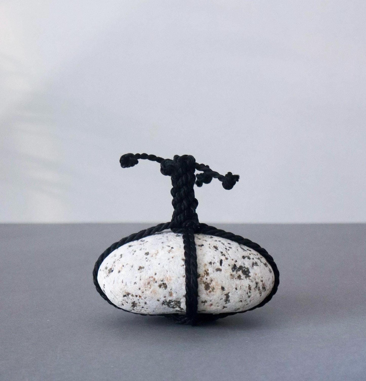 Sekimori-ishi Guardian Stone, Himekawa Granite from Niigata Japan, Hand-Tied with Rope, Zen Garden Art,Wabi-Sabi Ritual Object,One-of-a-Kind