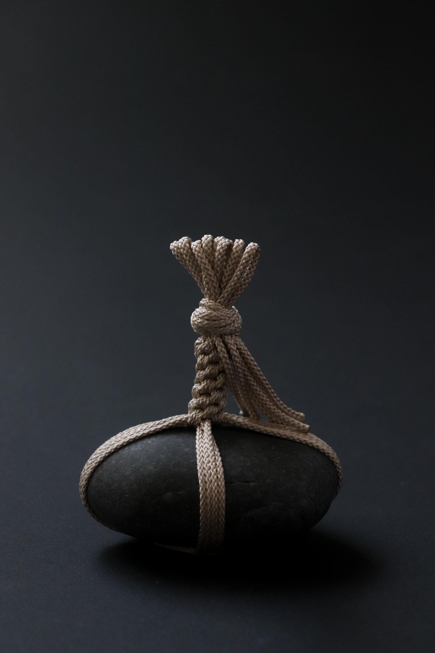 One of a Kind Sekimori Ishi – Nachiguro Stone with Edo-Uchi Kumihimo Cord | Japanese Guardian Stone | Zen Wabi-Sabi Decor