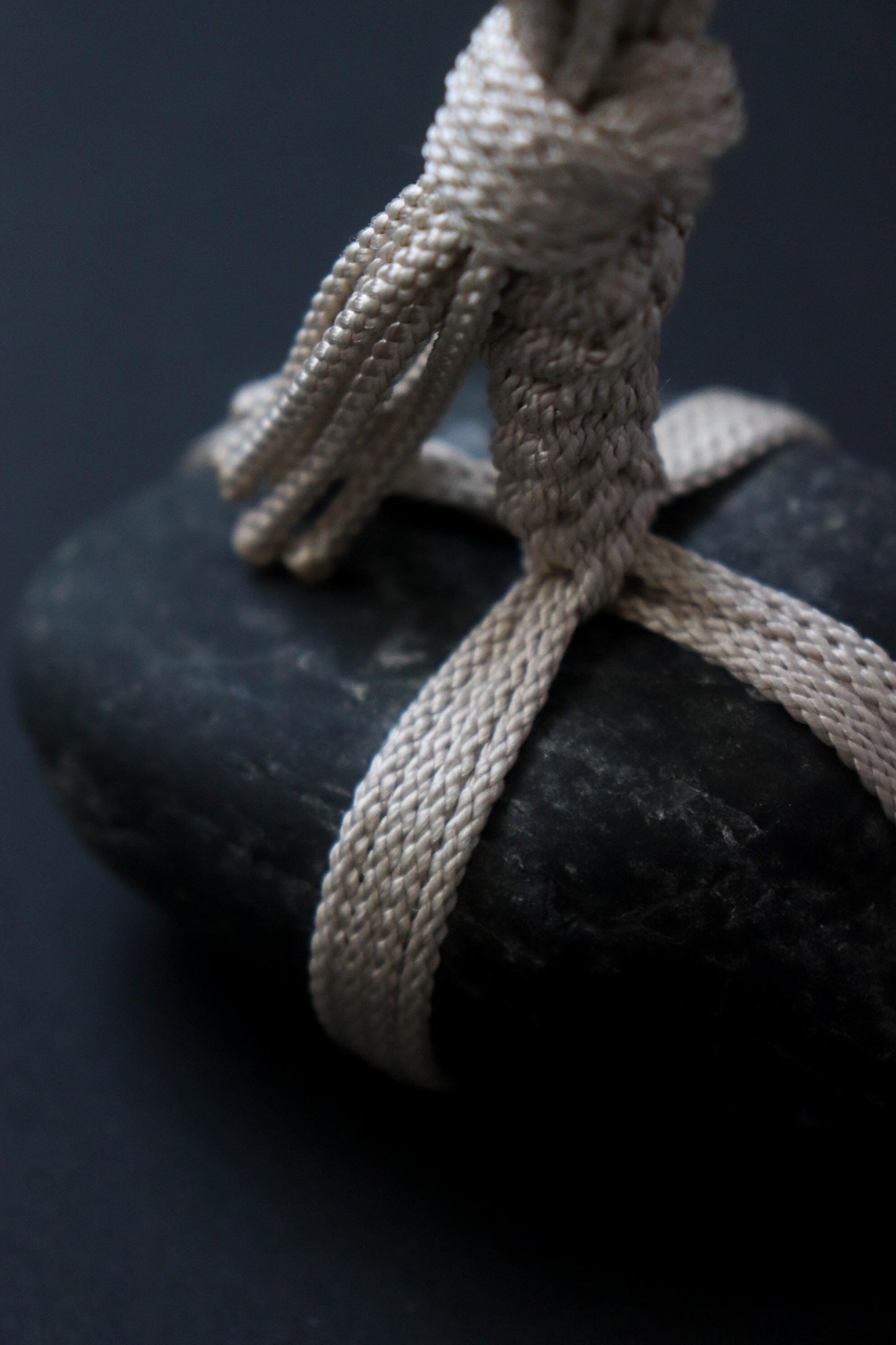 One of a Kind Sekimori Ishi – Nachiguro Stone with Traditional Edo-Uchi Kumihimo Cord | Japanese Guardian Stone | Zen Decor